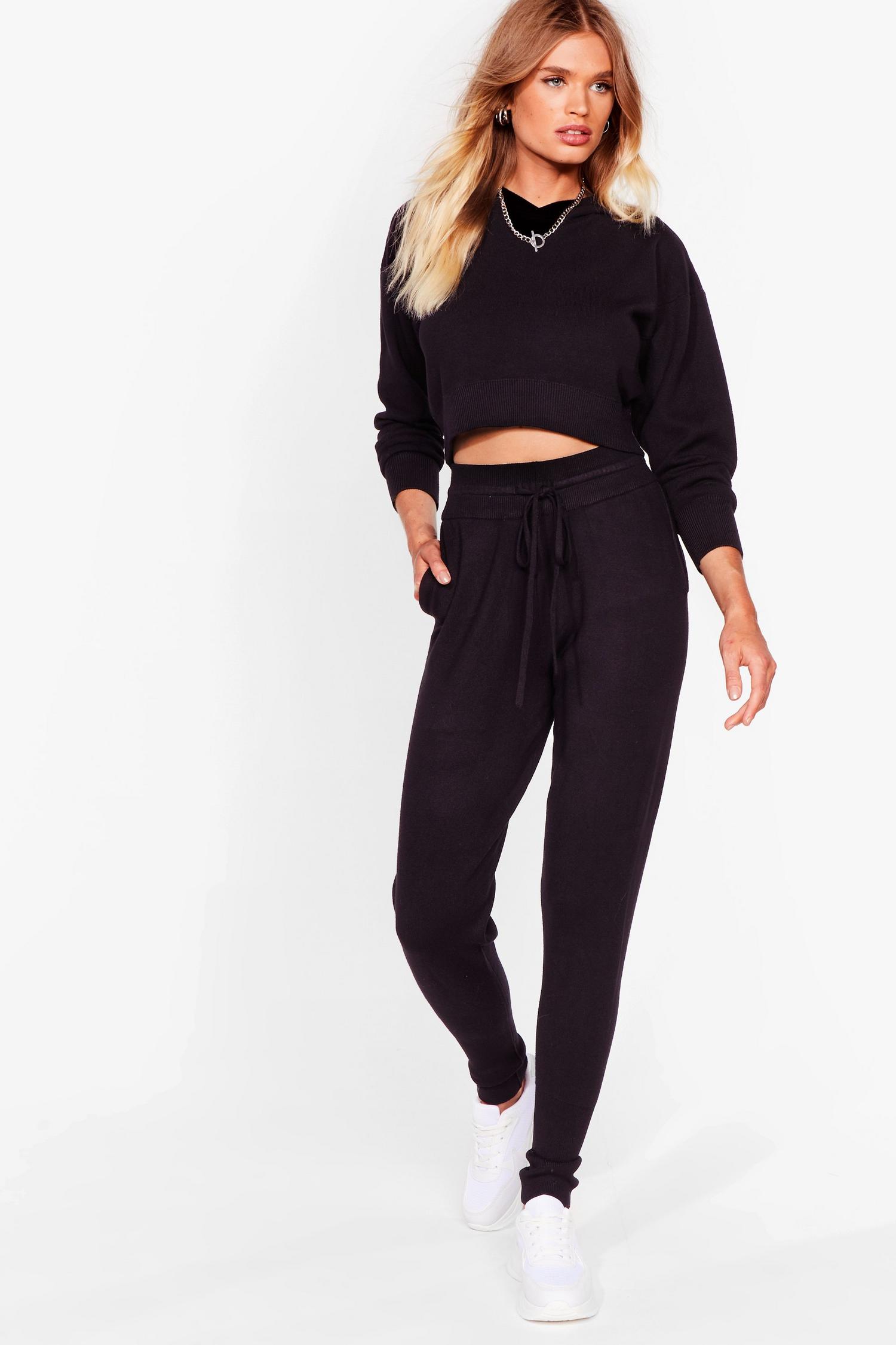ribbed hoodie and jogger set