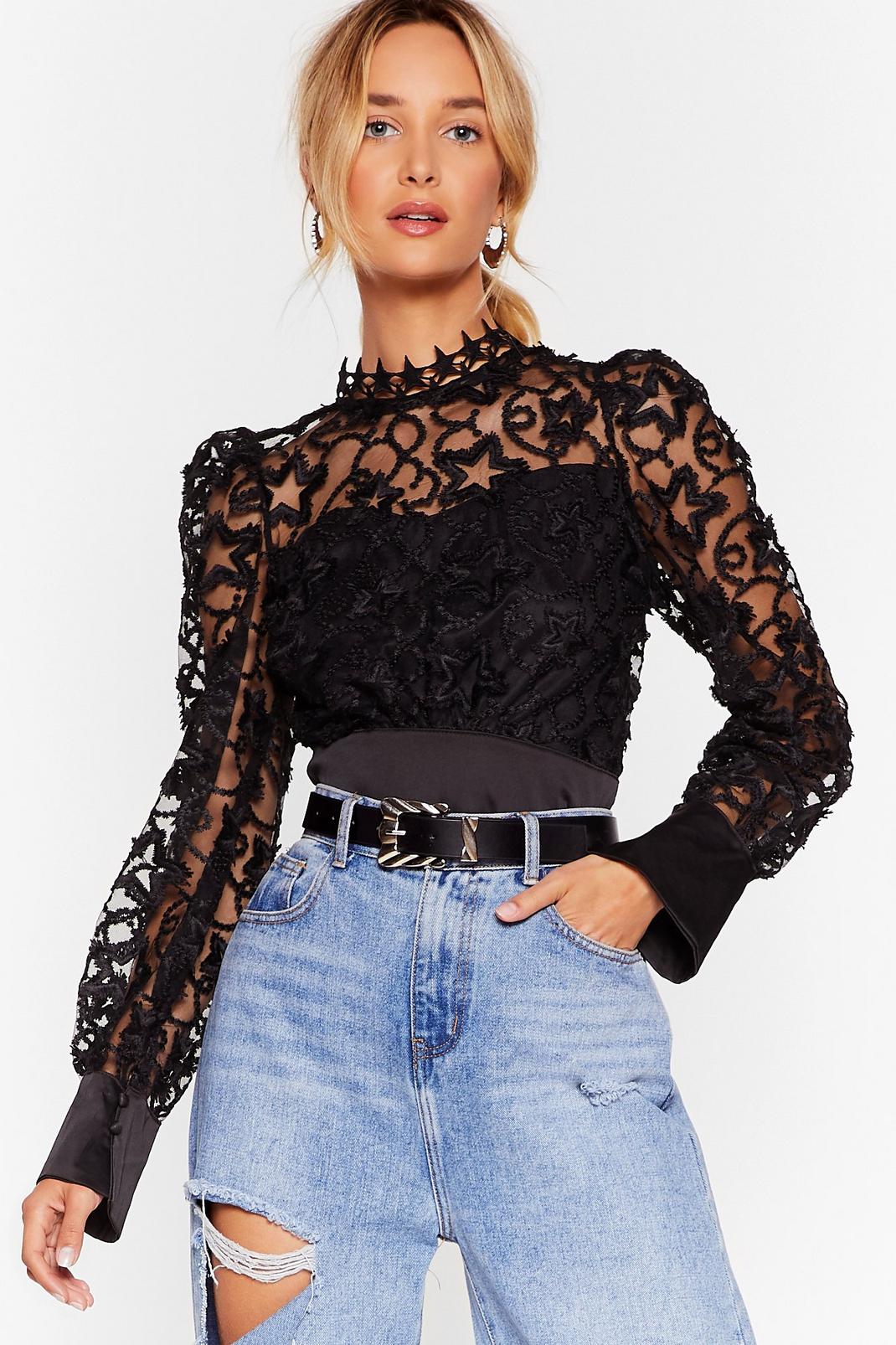 Born to Be a Star Embroidered Cropped Blouse image number 1