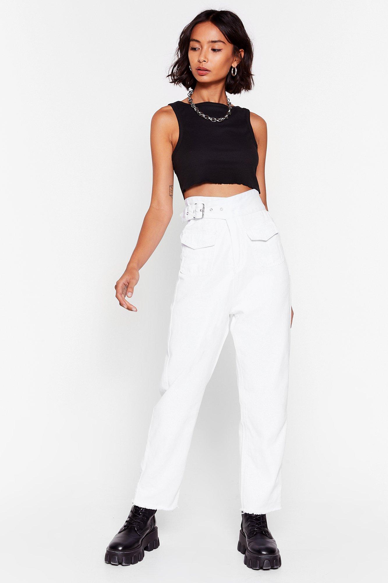 buckle white jeans