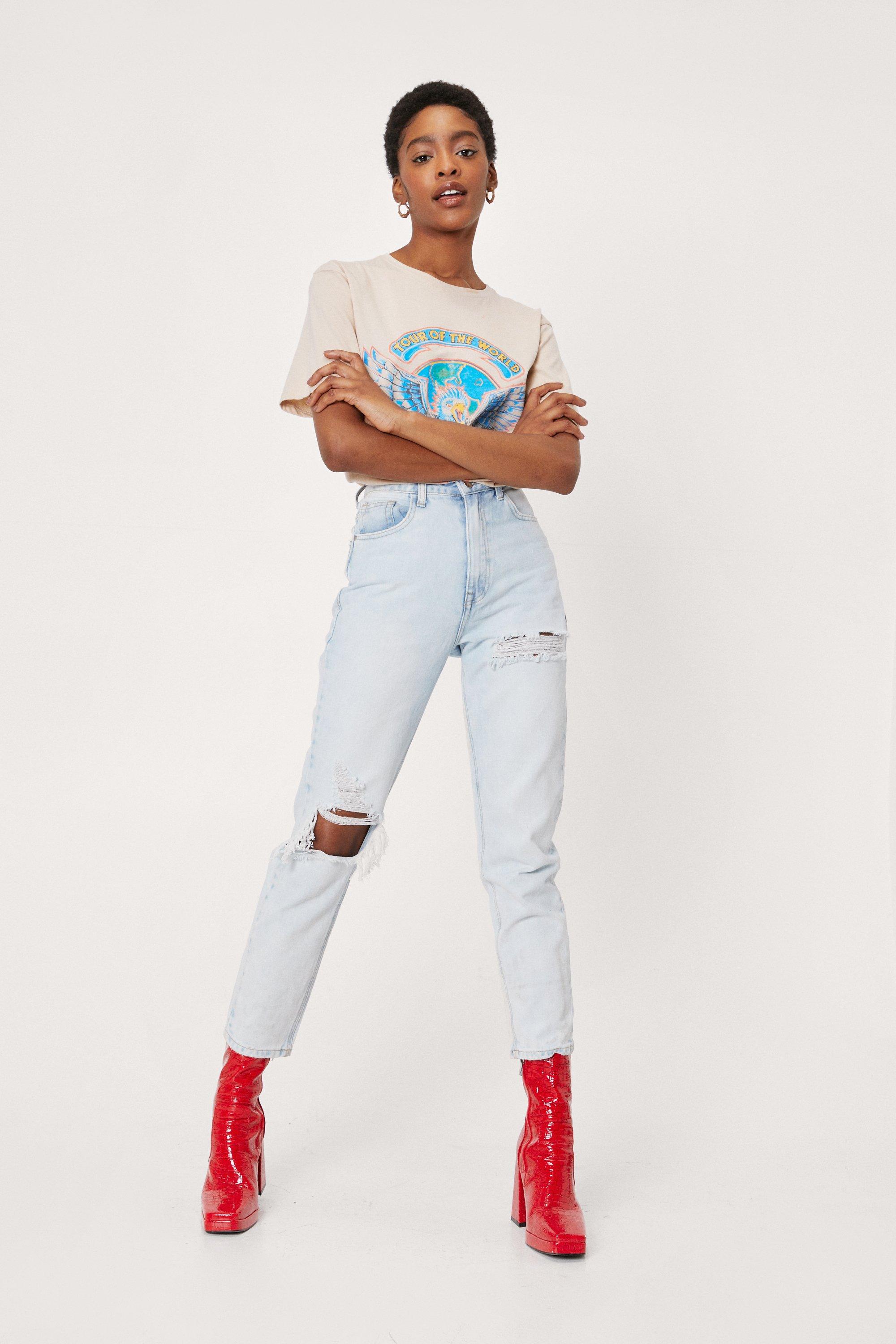 nasty gal ripped mom jeans