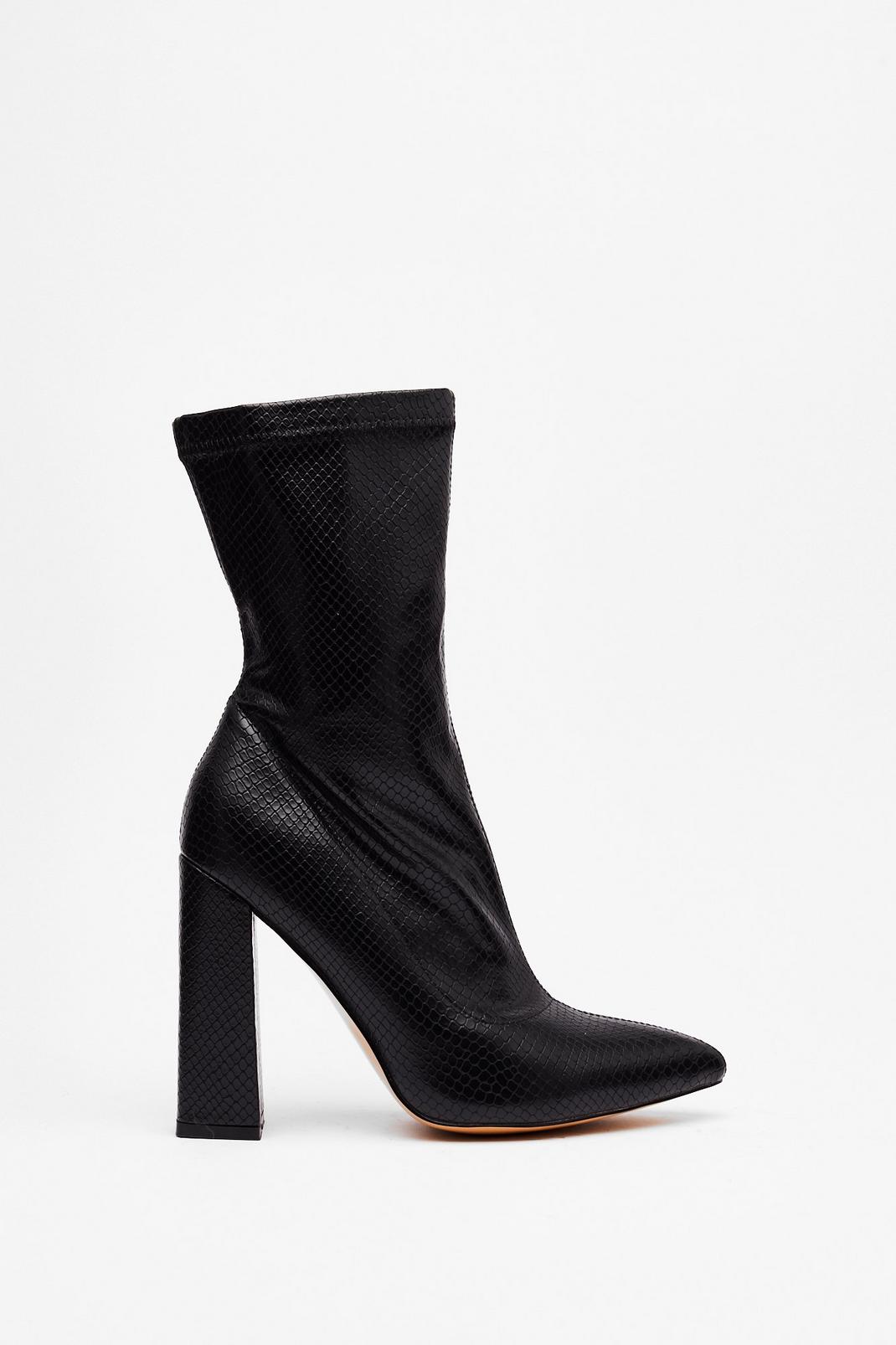 Snake My Heart Away Faux Leather Heeled Boots | Nasty Gal