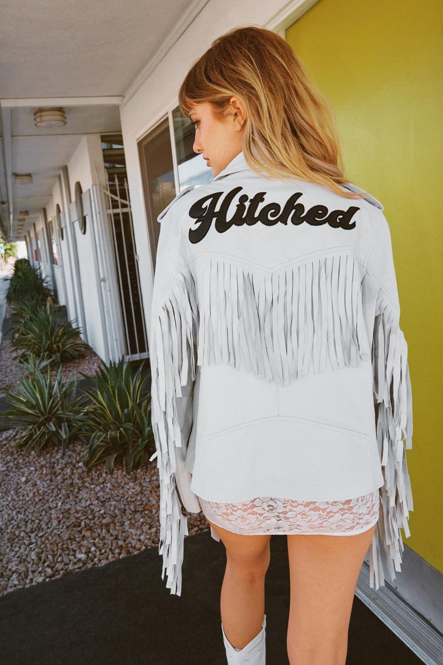 Just Hitched Graphic Leather Fringe Jacket
