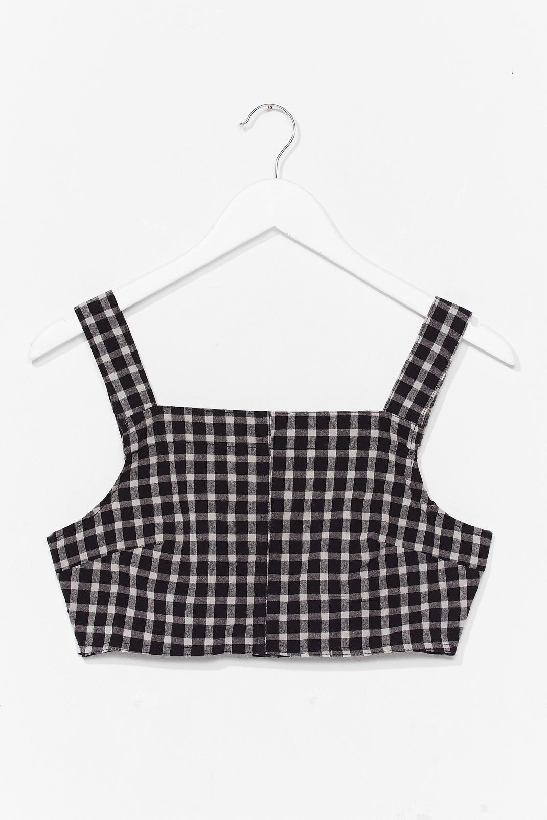 Gingham Your Attention Square Neck Crop Top image number 1