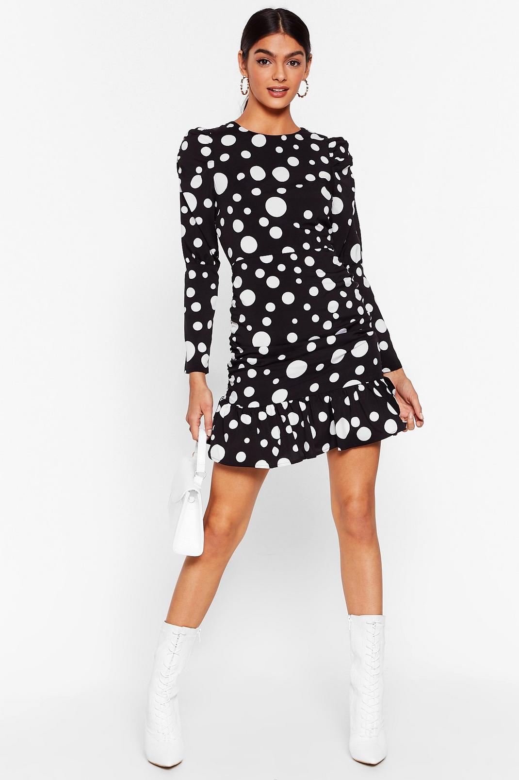 Dot With Me Ruched Mini Dress image number 1