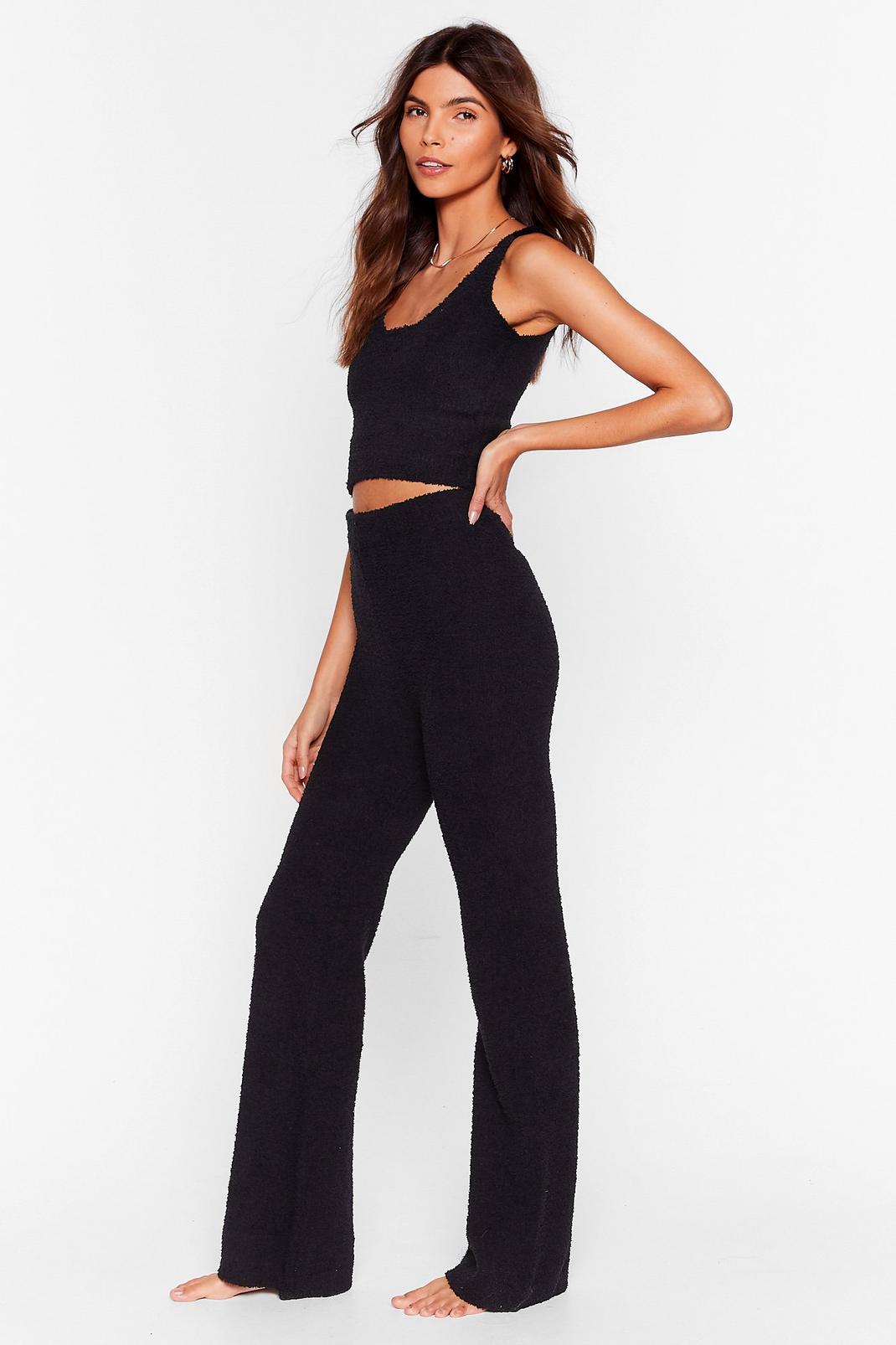 Black Baby It's Cold Outside Wide-Leg Trousers Lounge Set image number 1