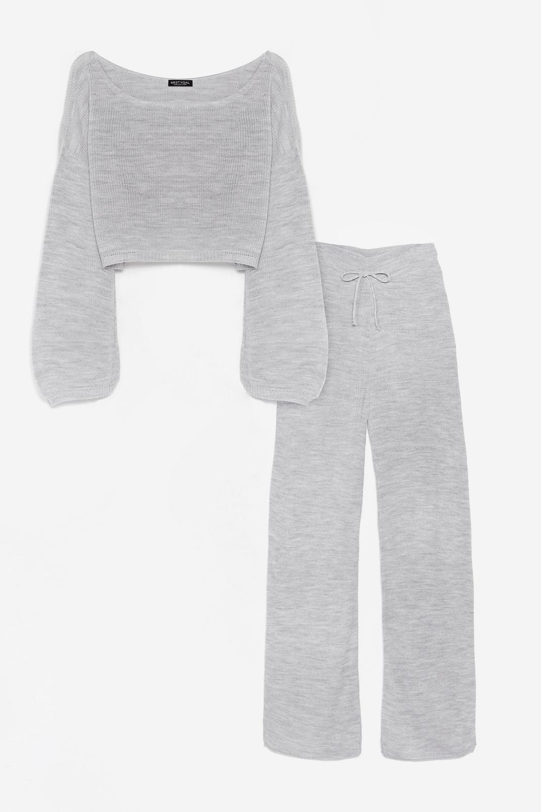 Ensemble confort pull court & pantalon large en maille Le Cool plus ultra, Grey image number 1