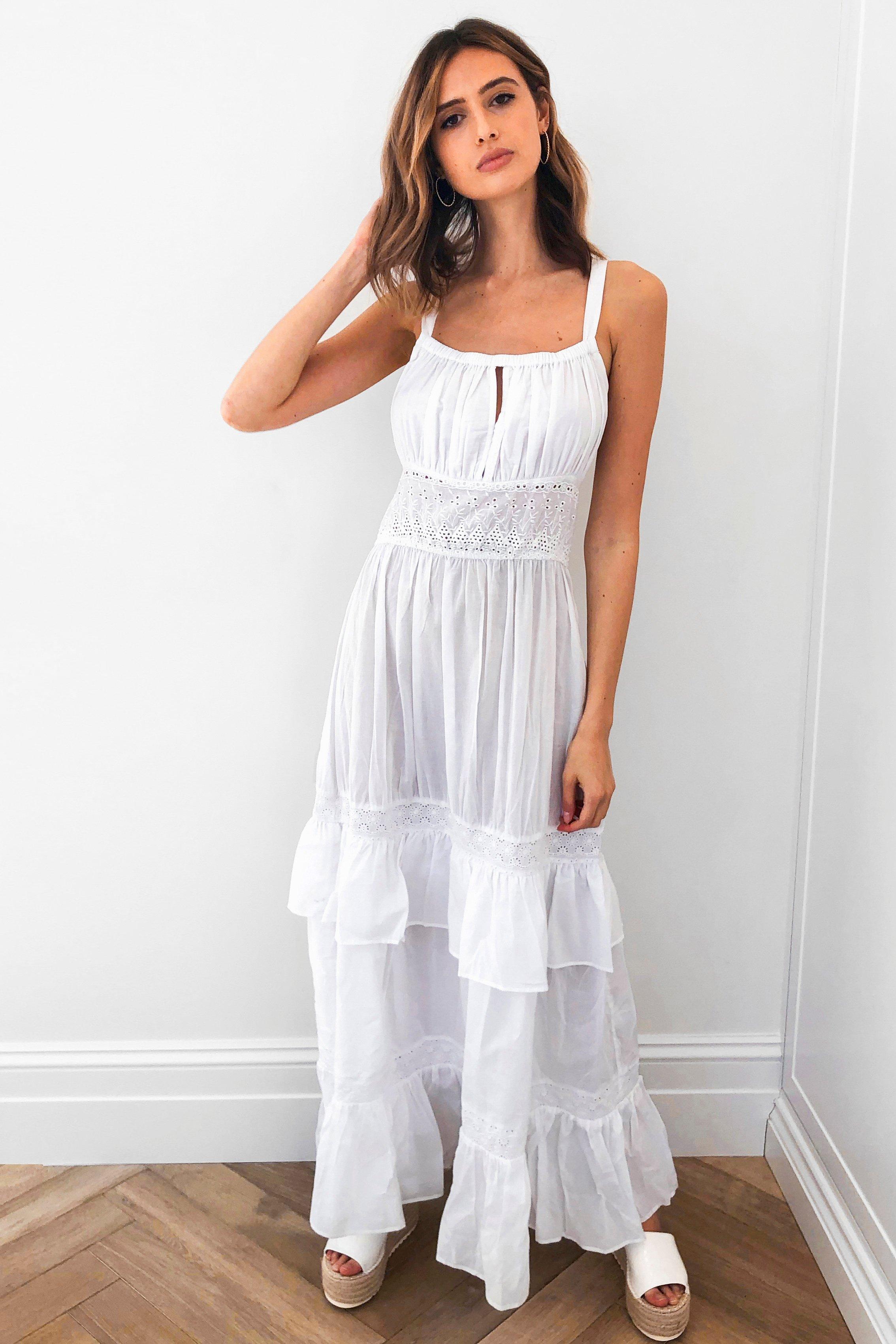 white broderie maxi dress