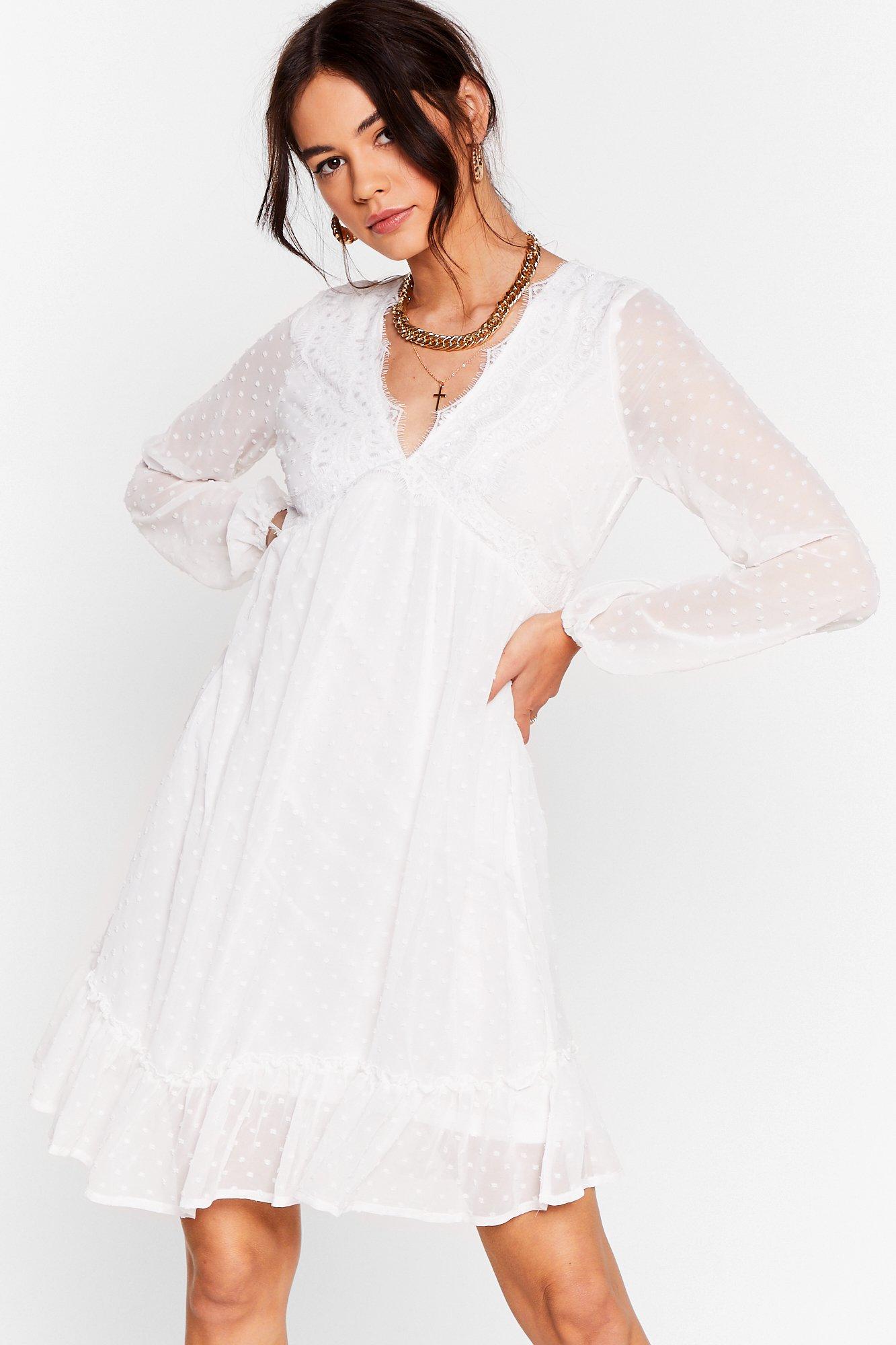 chiffon mini dress with sleeves