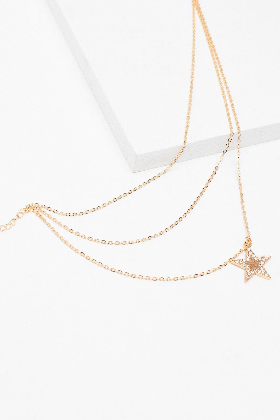 Gold Star-t Again Diamante Layered Necklace image number 1