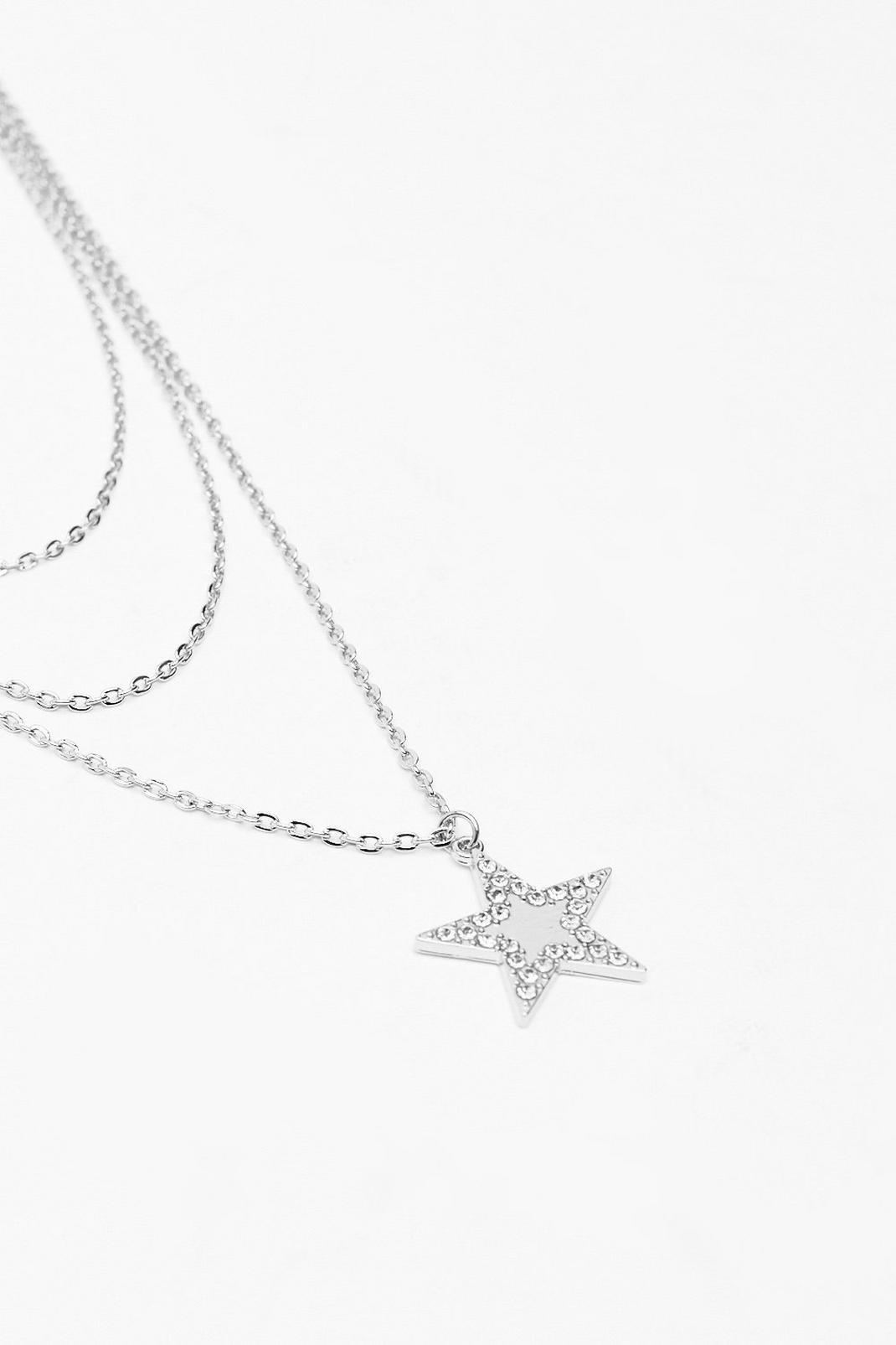 Silver Star-t Again Diamante Layered Necklace image number 1