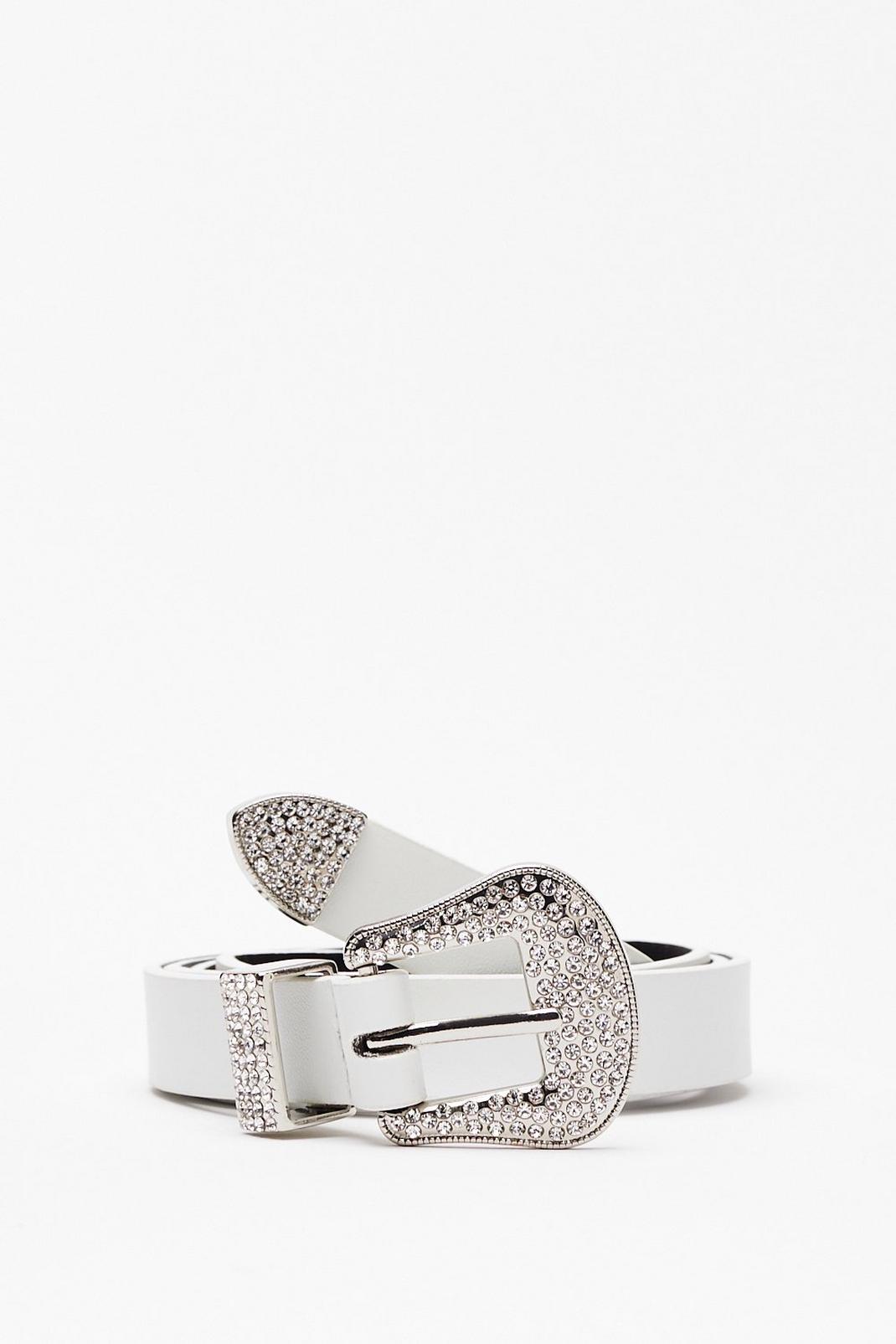 White Callin' All Country Queens Diamante Belt image number 1