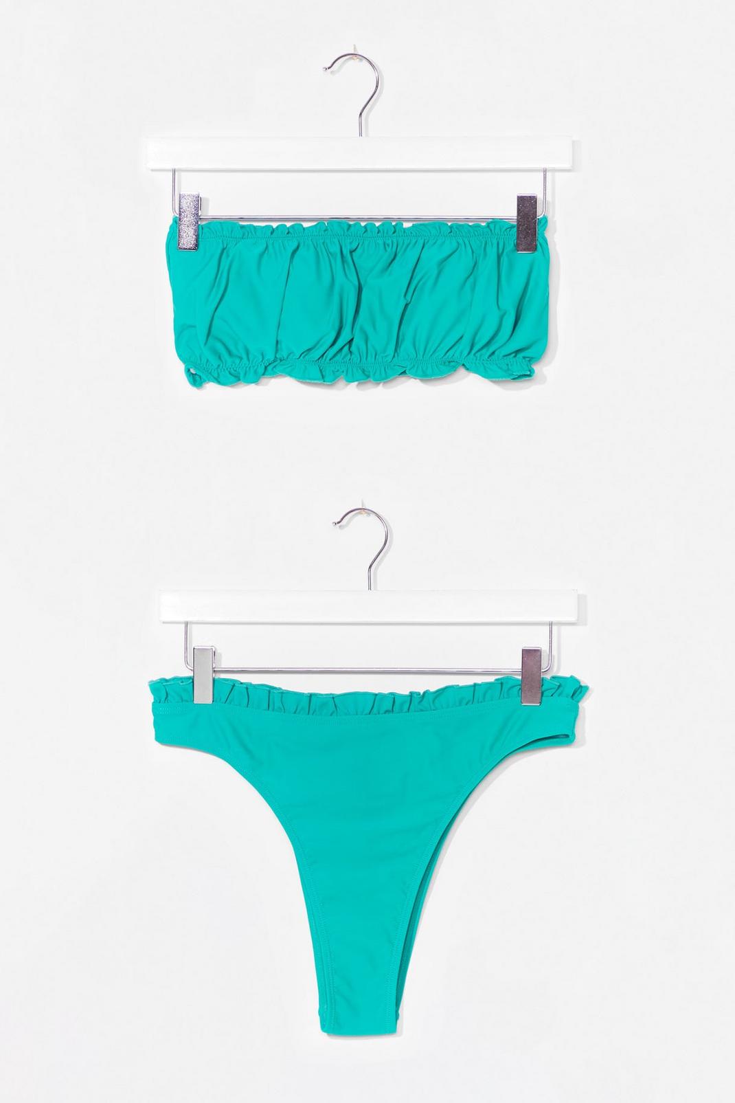 Bikini bandeau froncé & culotte échancrée, Green image number 1