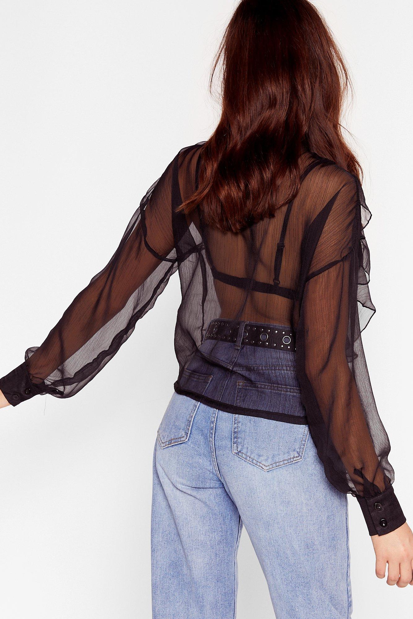 I See You Sheer Ruffle Blouse