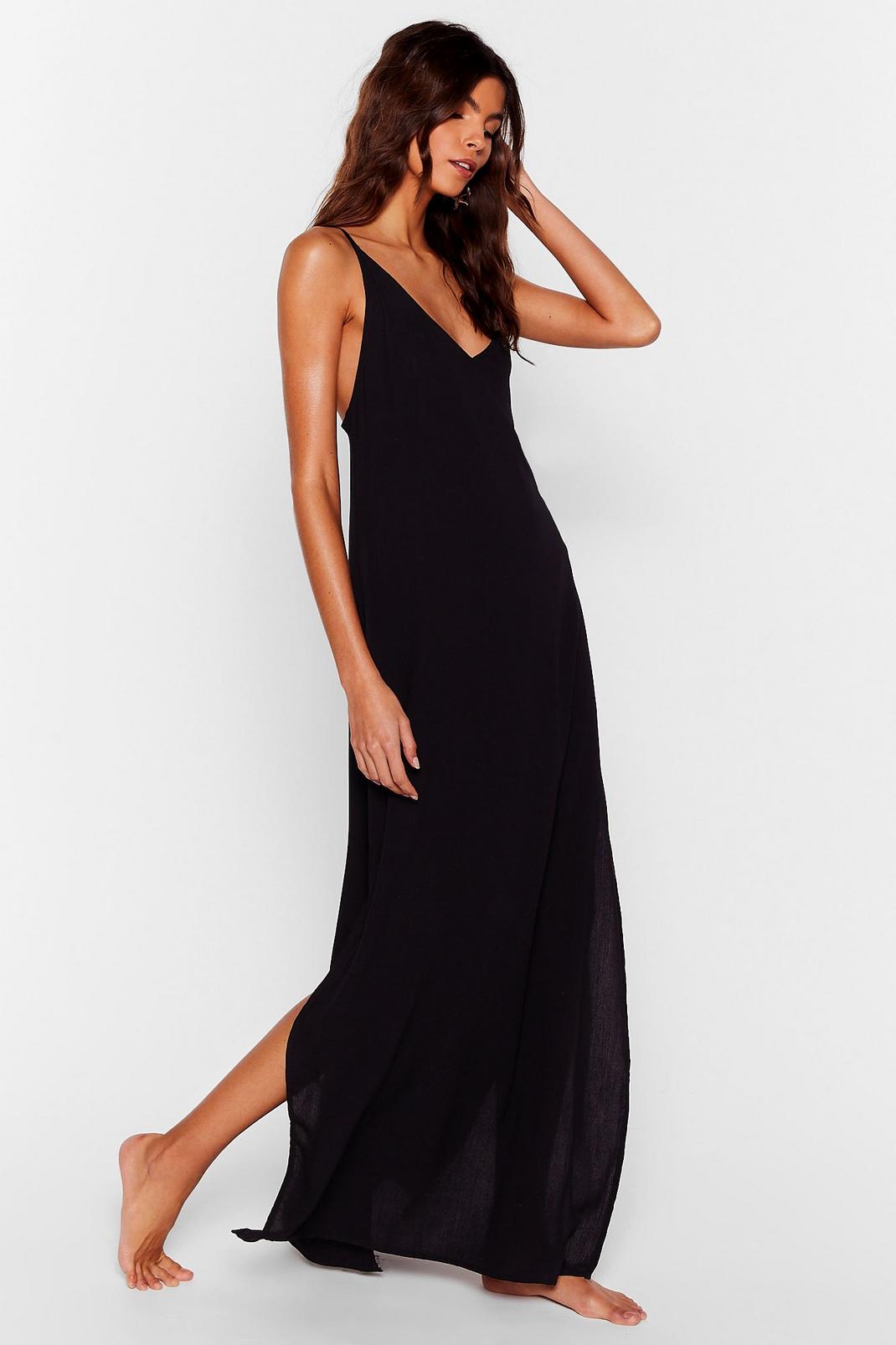 Robe de plage fendue If you wannabeach my lover, Black image number 1