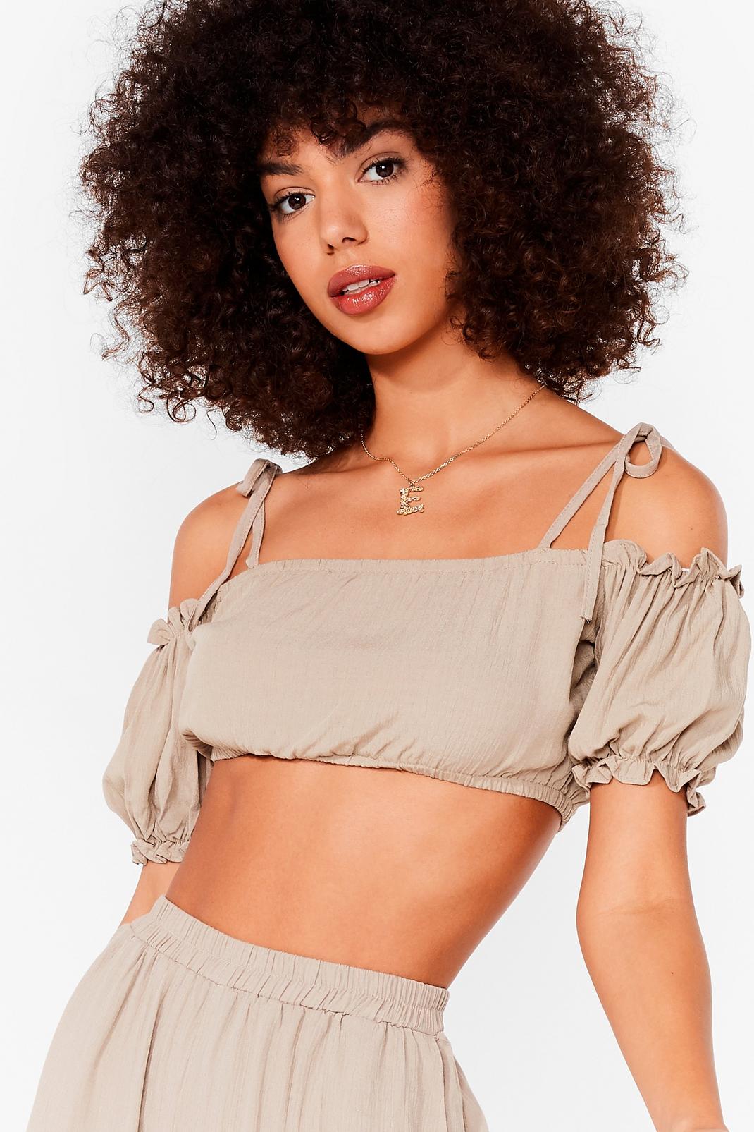 165 Puff Sleeve Cover-Up Crop Top image number 1