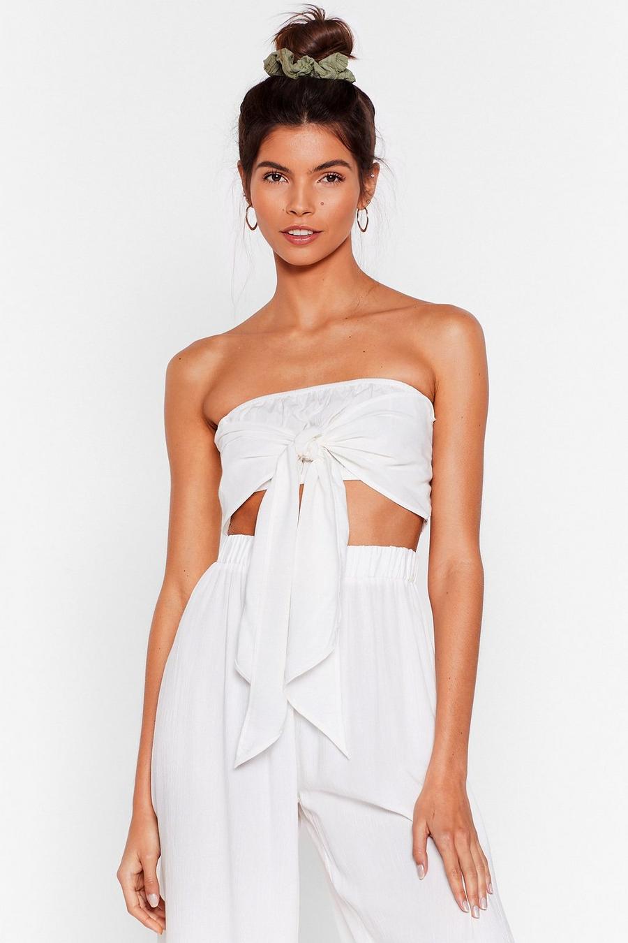 Crinkle Tie Bandeau Cover Up Top