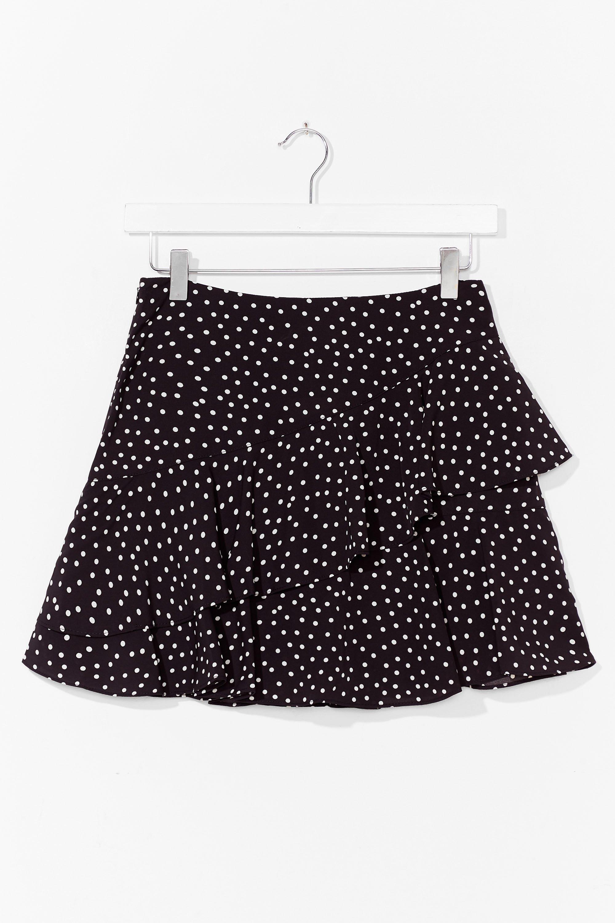 Polka dot clearance ruffle mini skirt