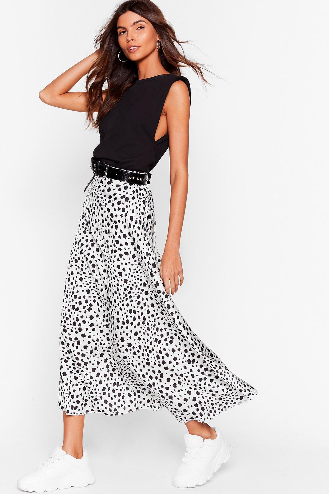 White Caught in the Spotlight Dalmatian Maxi Skirt image number 1
