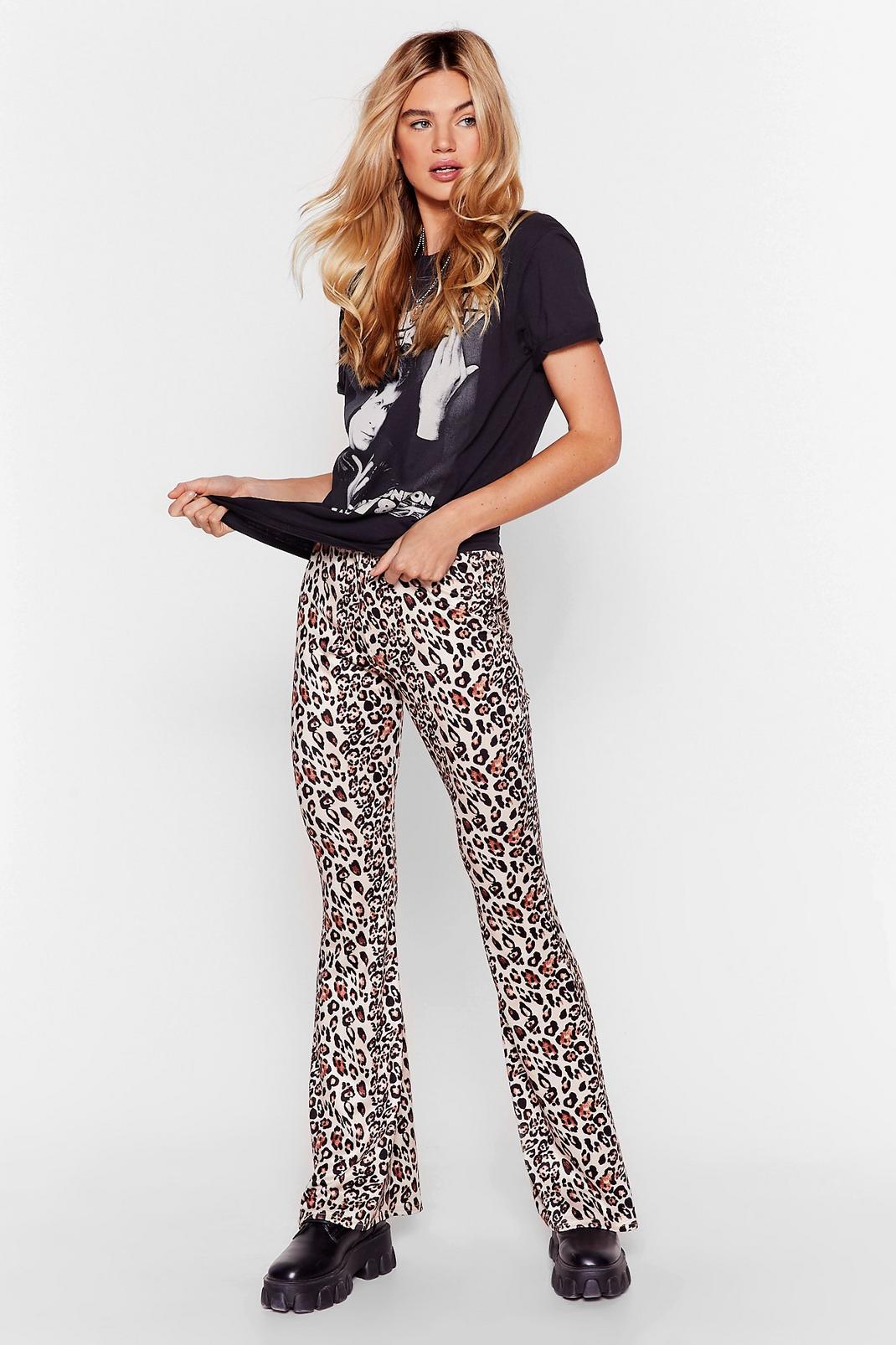 From This Meow-ment On Leopard Flare Pants image number 1