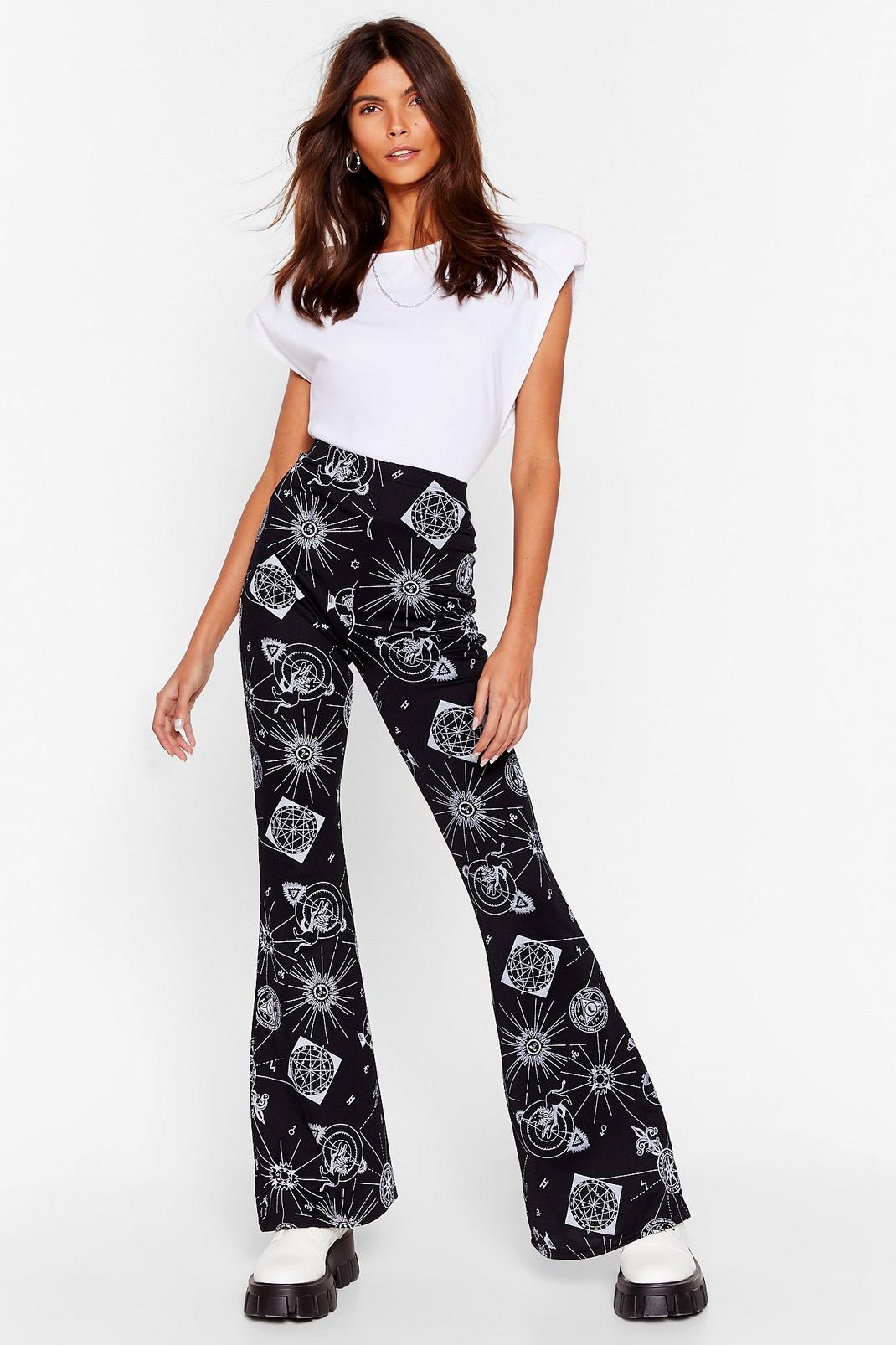 Black Chart Reader Astrology Flare Trousers image number 1