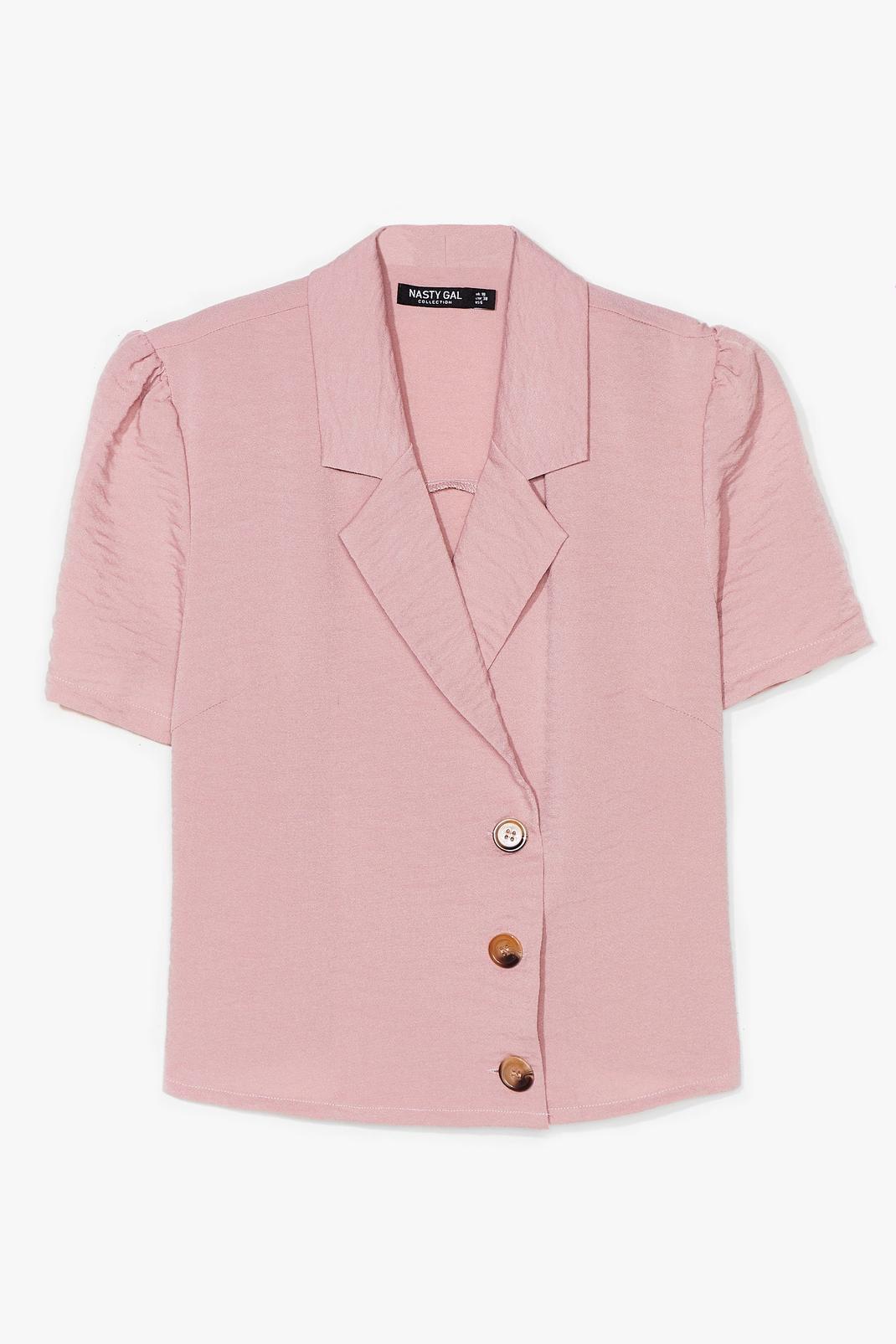 Rose Puff Sleeve Cropped Button Blouse image number 1
