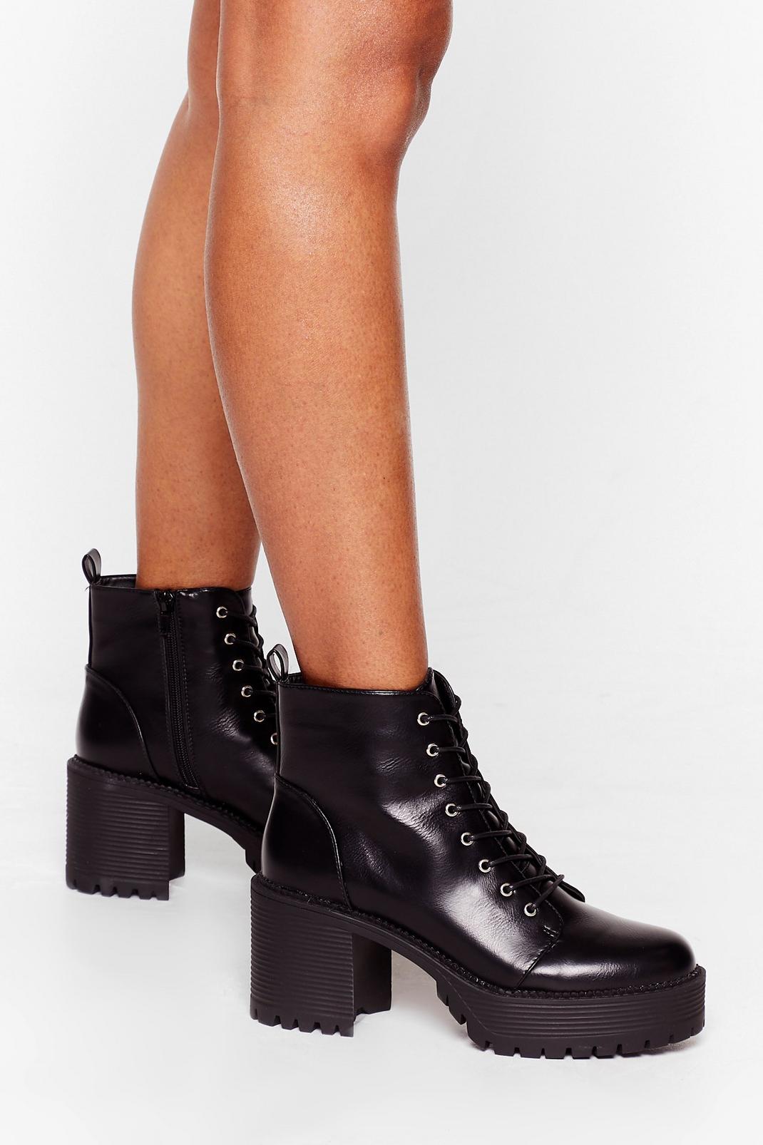 Never Give Lace-Up Platform Ankle Boots image number 1