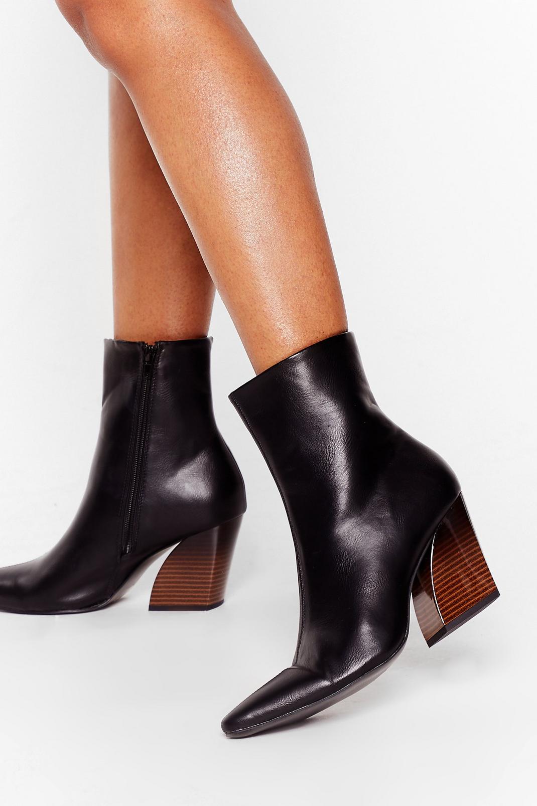 Black Gotta Curve 'Em Faux Leather Heeled Boots image number 1
