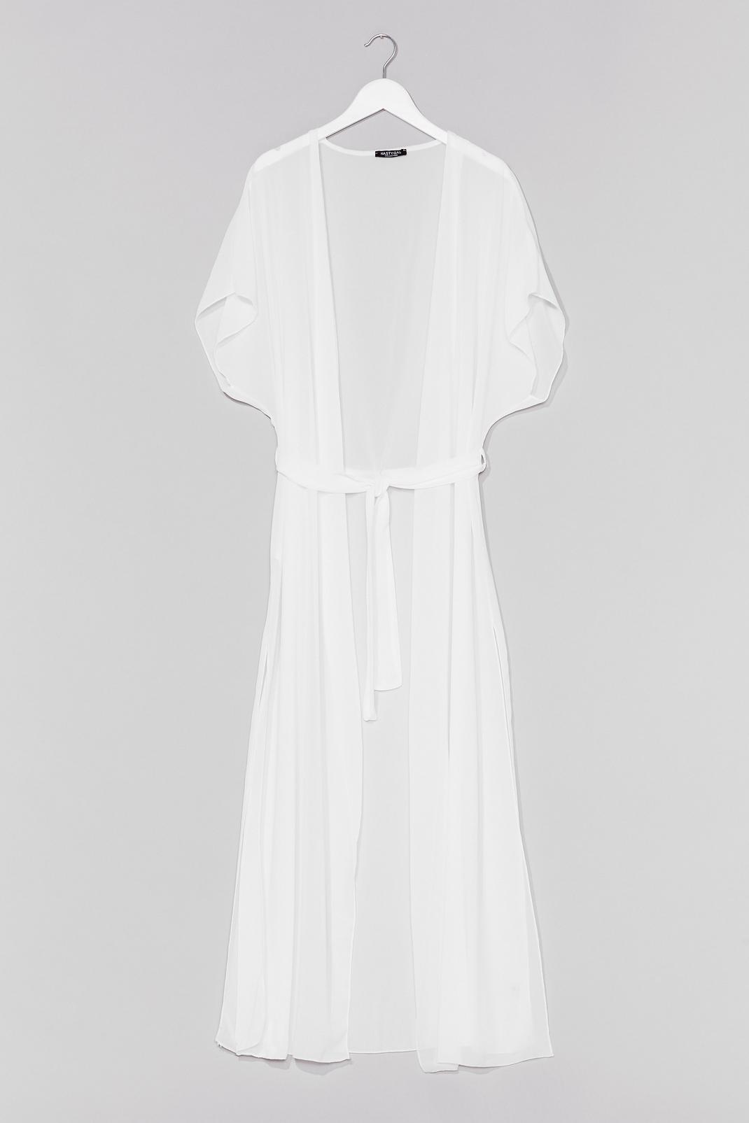 White Chiffon Double Split Maxi Cover Up image number 1