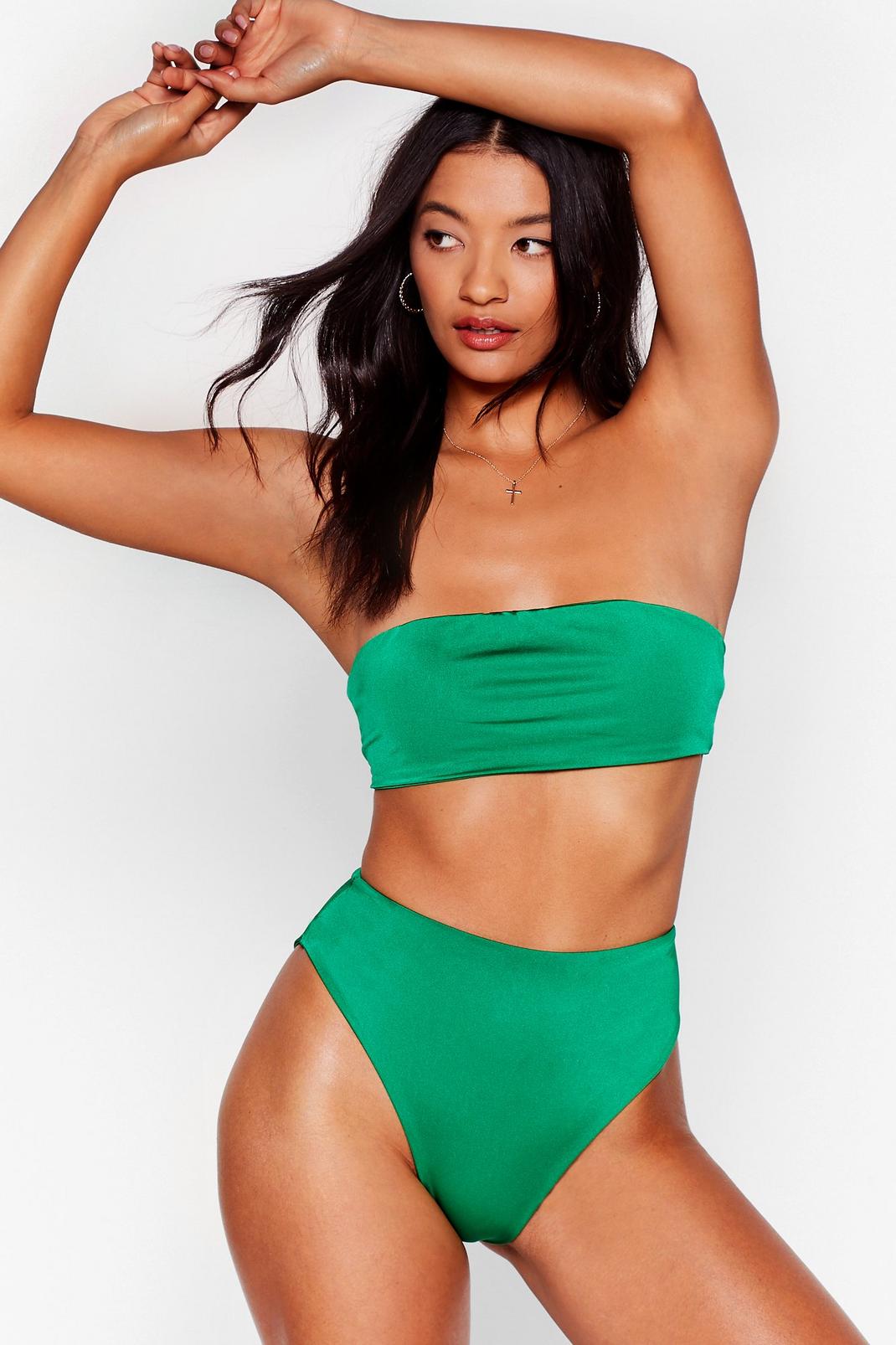 Bas de bikini taille haute , Green image number 1