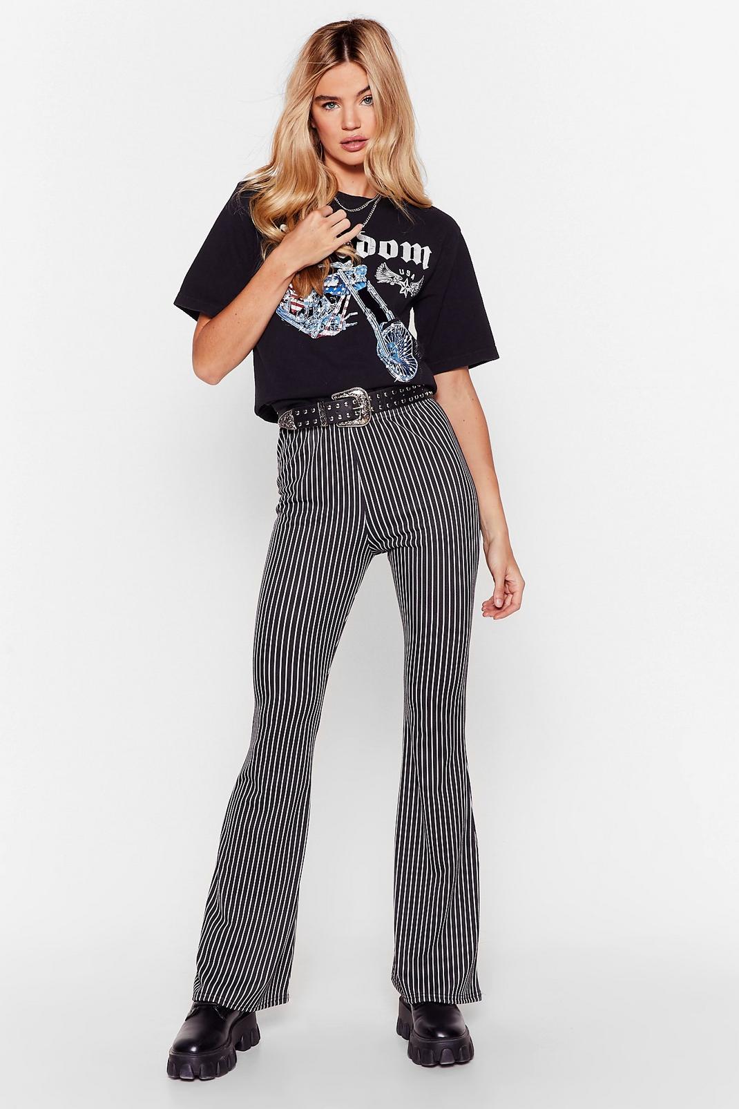 You'll Be Line Striped Flare Pants image number 1