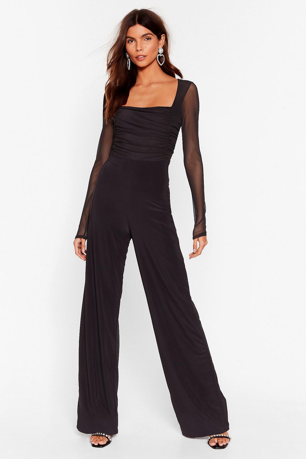 Square Your Thoughts Ruched Wide-Leg Jumpsuit image number 1