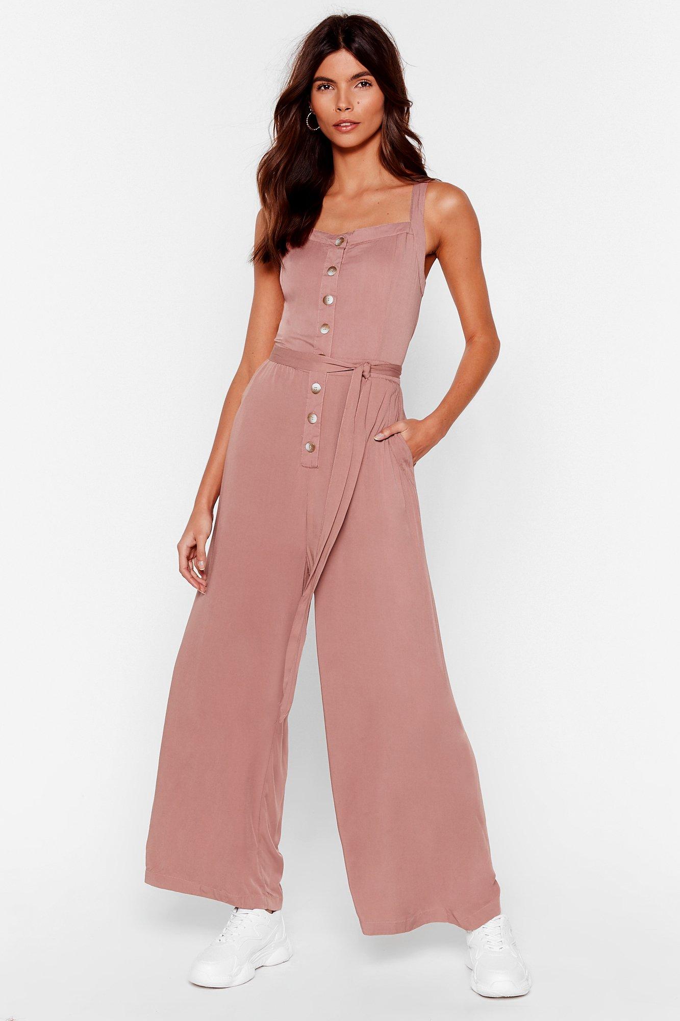 pink wide leg jumpsuit