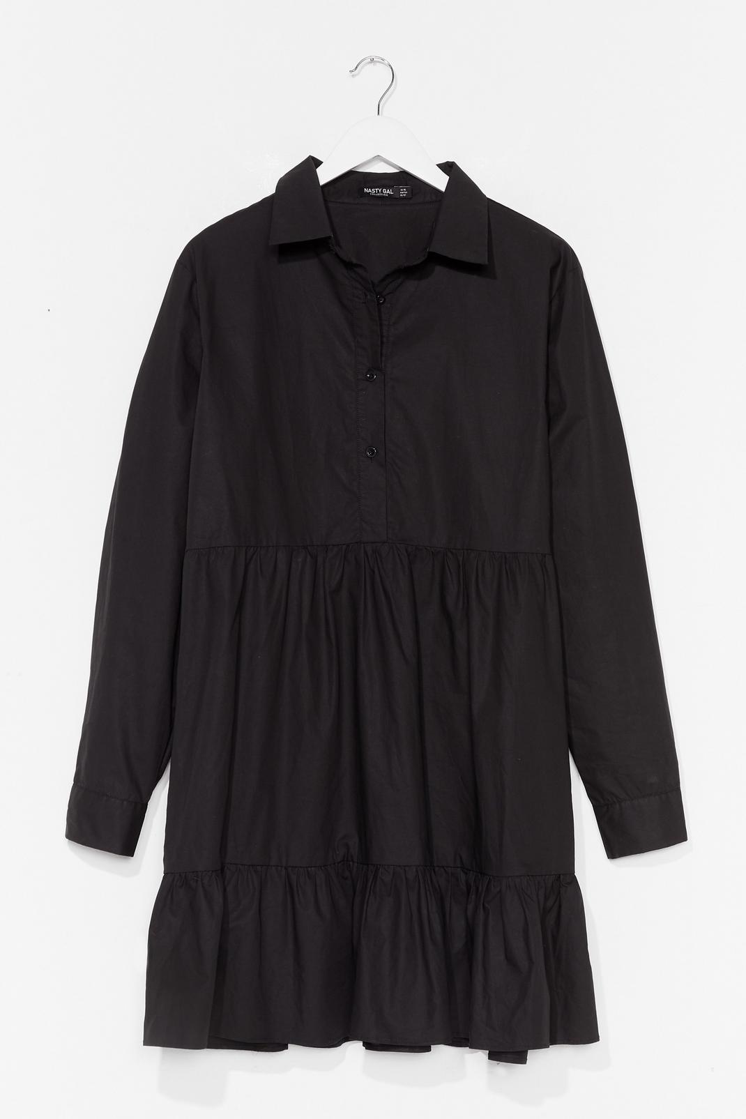 Black Plus Size Cotton Shirt Smock Dress image number 1
