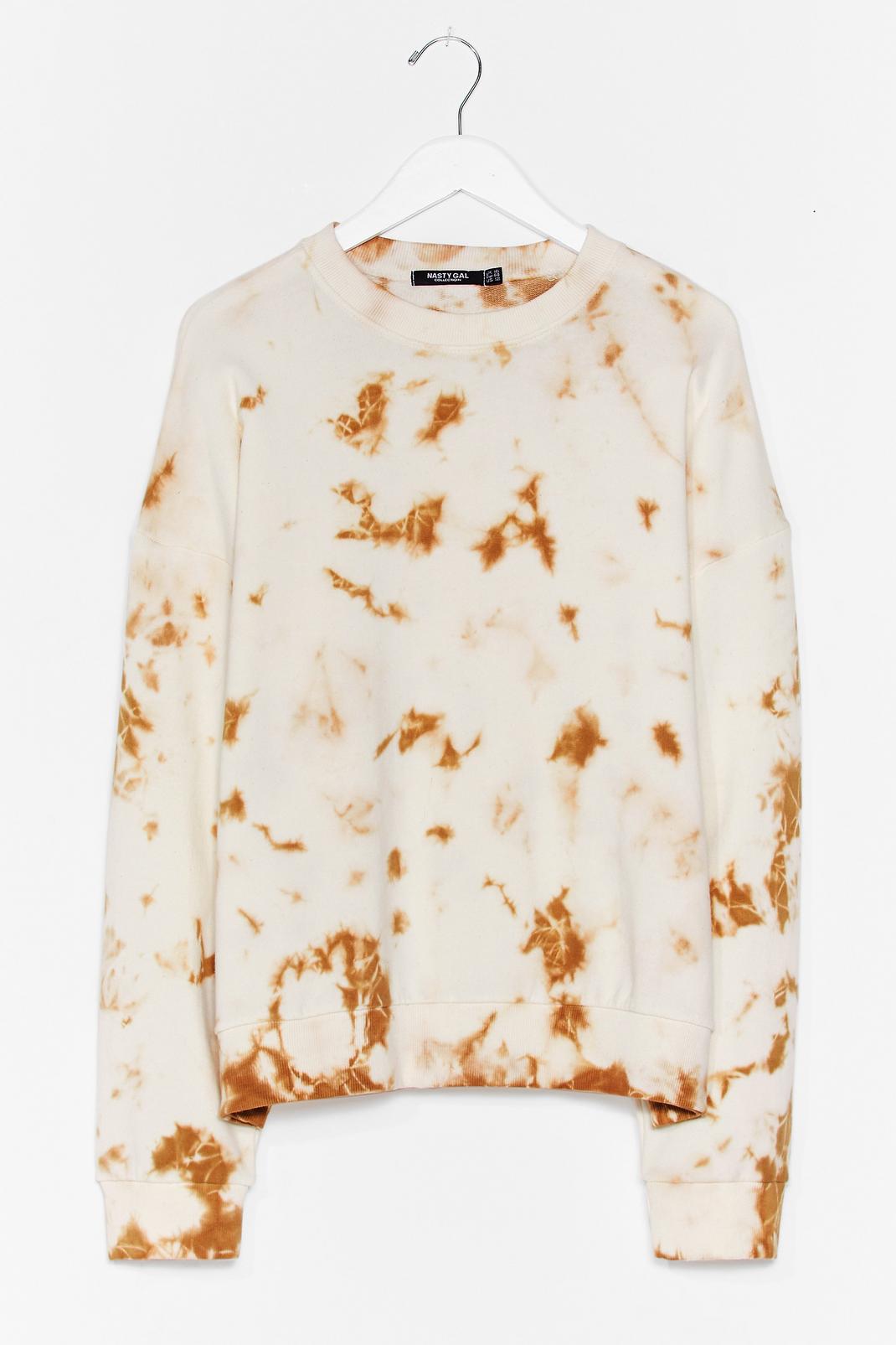 Grande Taille - Sweat ample effet tie dye Toi & moi until I dye, Cream image number 1