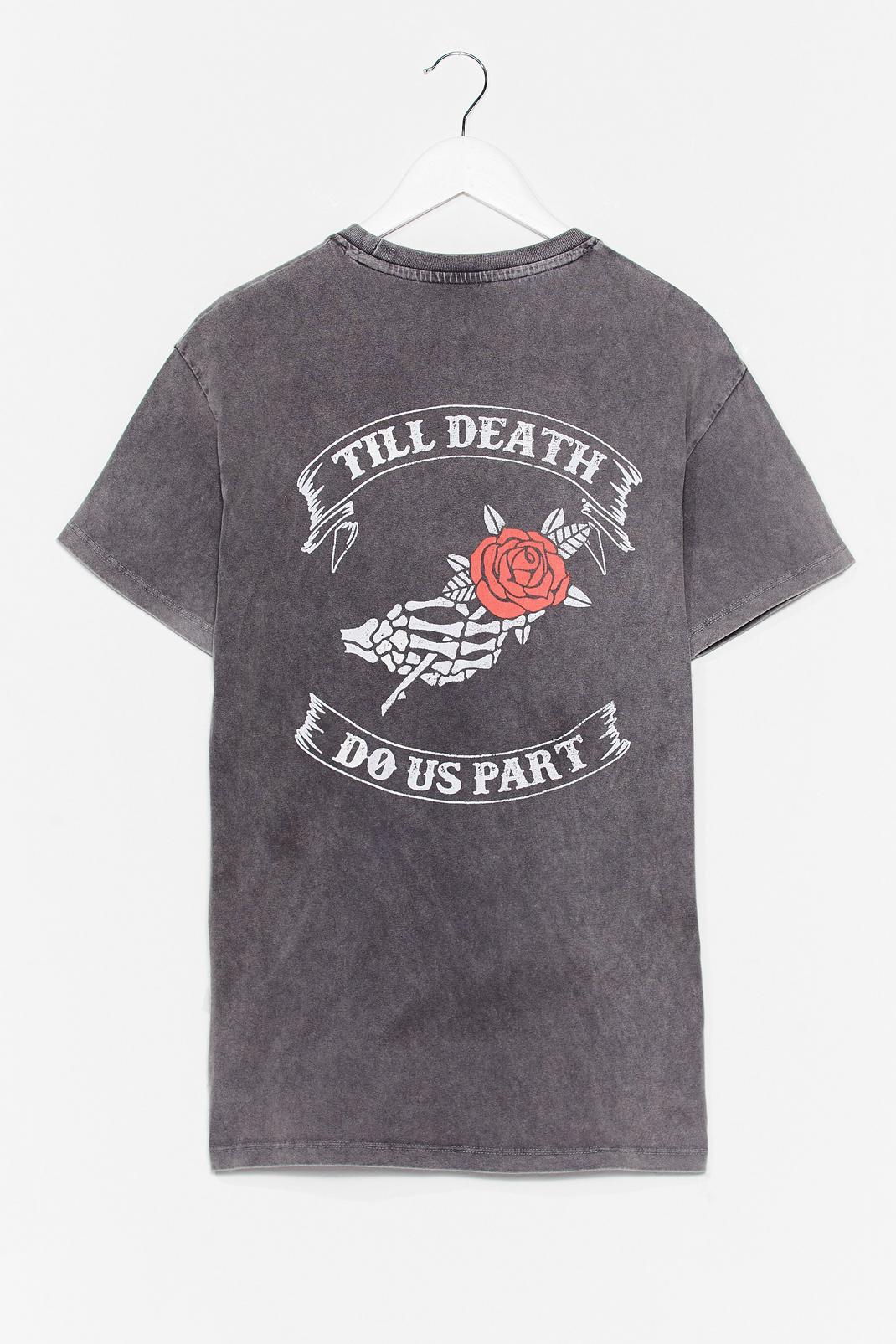 T-shirt ample effet tie dye à slogan Till Death Do Us Part, Grey image number 1