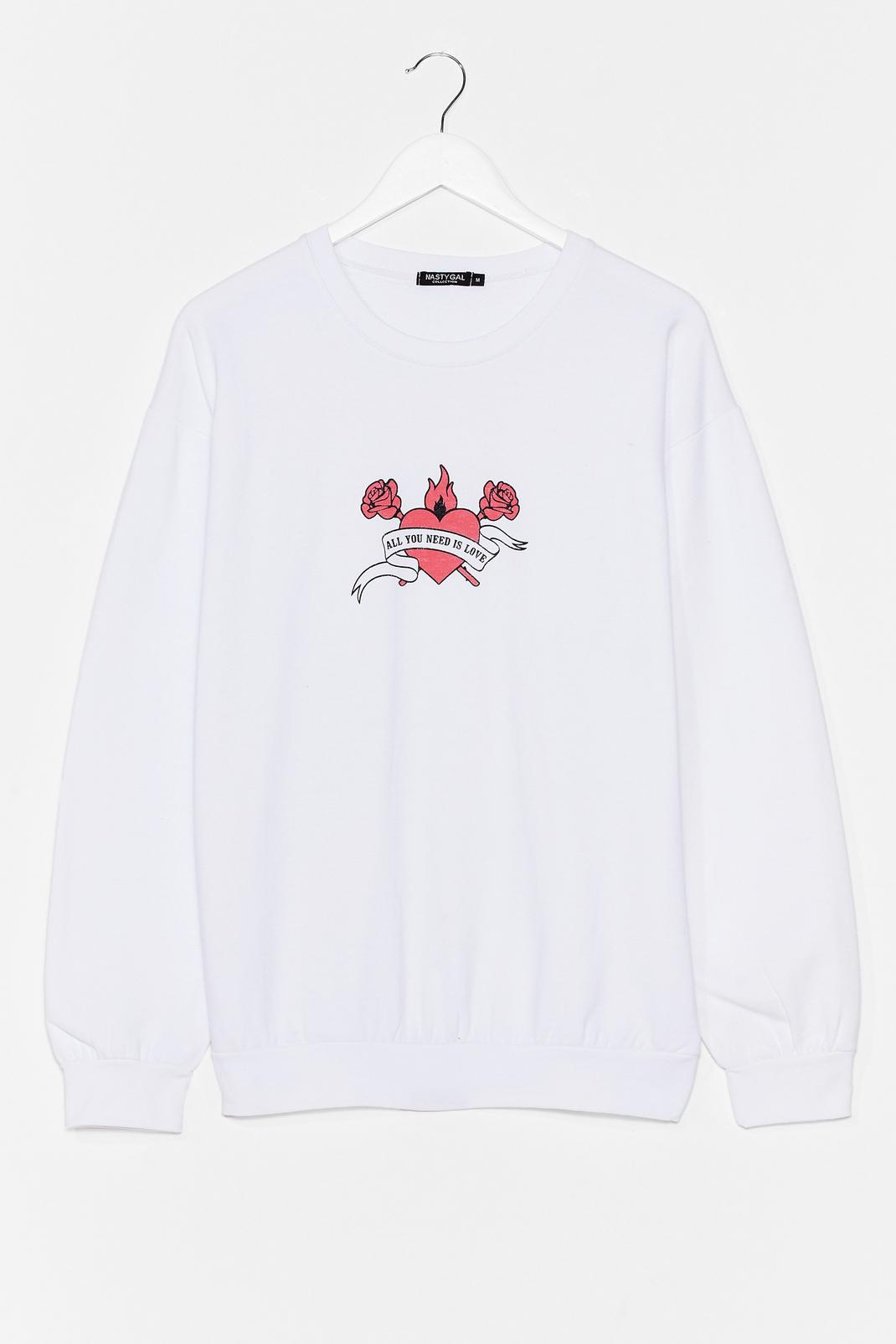 White All You Need is Love Graphic Sweatshirt image number 1