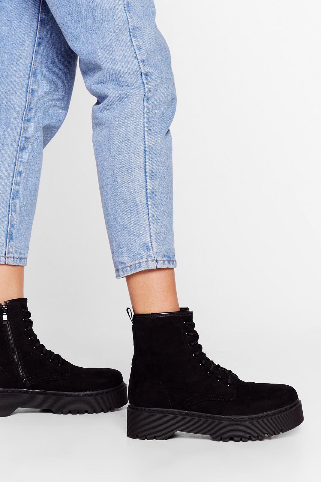 Faux Suede You Look Lace-Up Ankle Boots image number 1