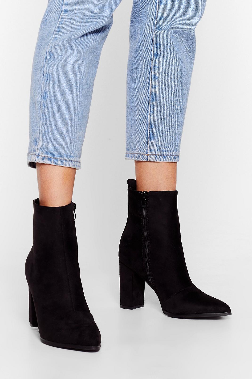 Black We Faux Suede It Heeled Ankle Boots image number 1