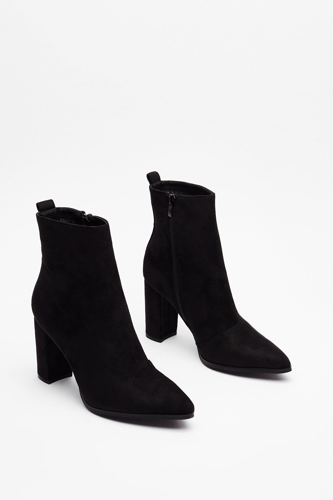 Envious Much Faux Suede Heeled Boot - Black  Faux suede heels, Black heel  boots, Suede heels boots