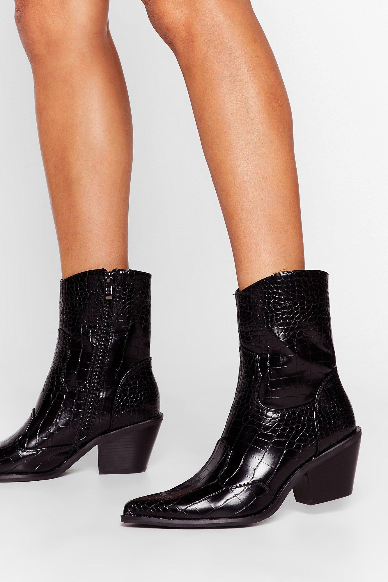 Heading Western Patent Faux Leather 