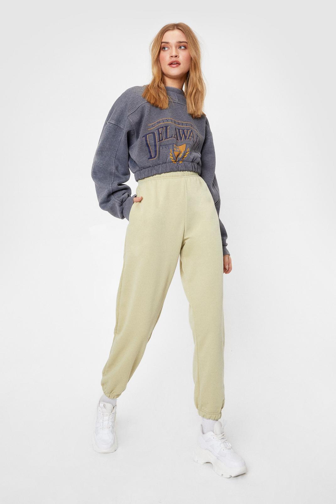Olive Oversized High Waisted Cuffed Joggers image number 1