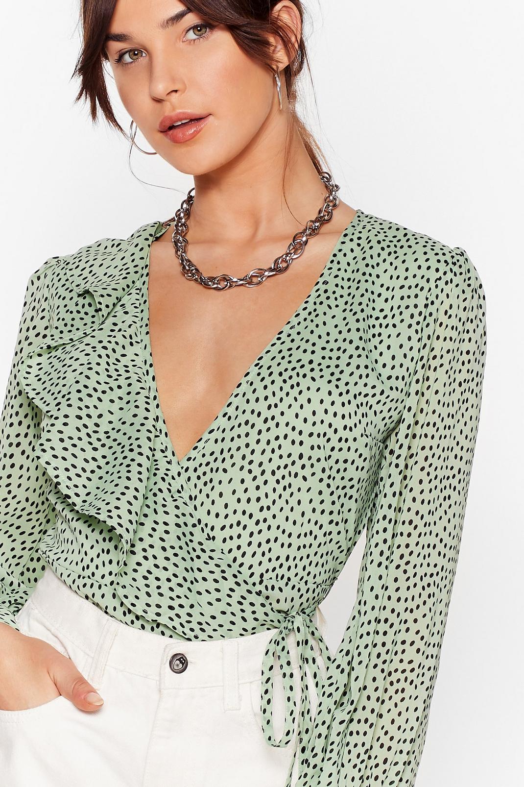 Dot to Have It Ruffle Wrap Blouse image number 1