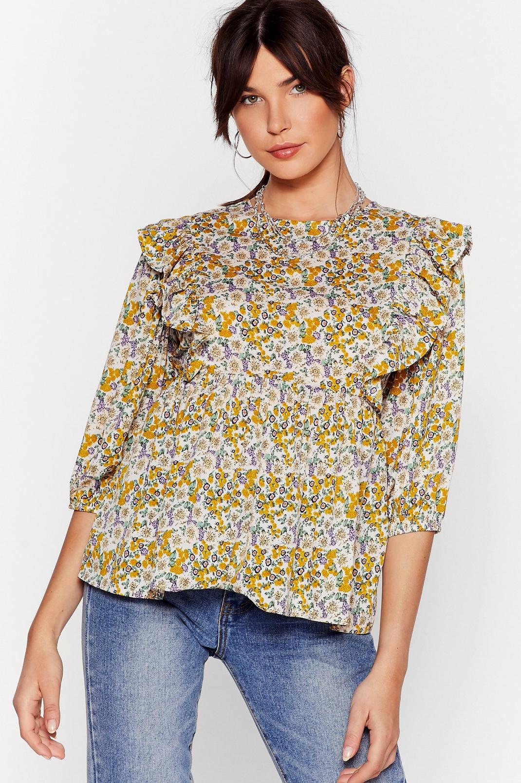 Grow 'Em Off Floral Ruffle Blouse image number 1