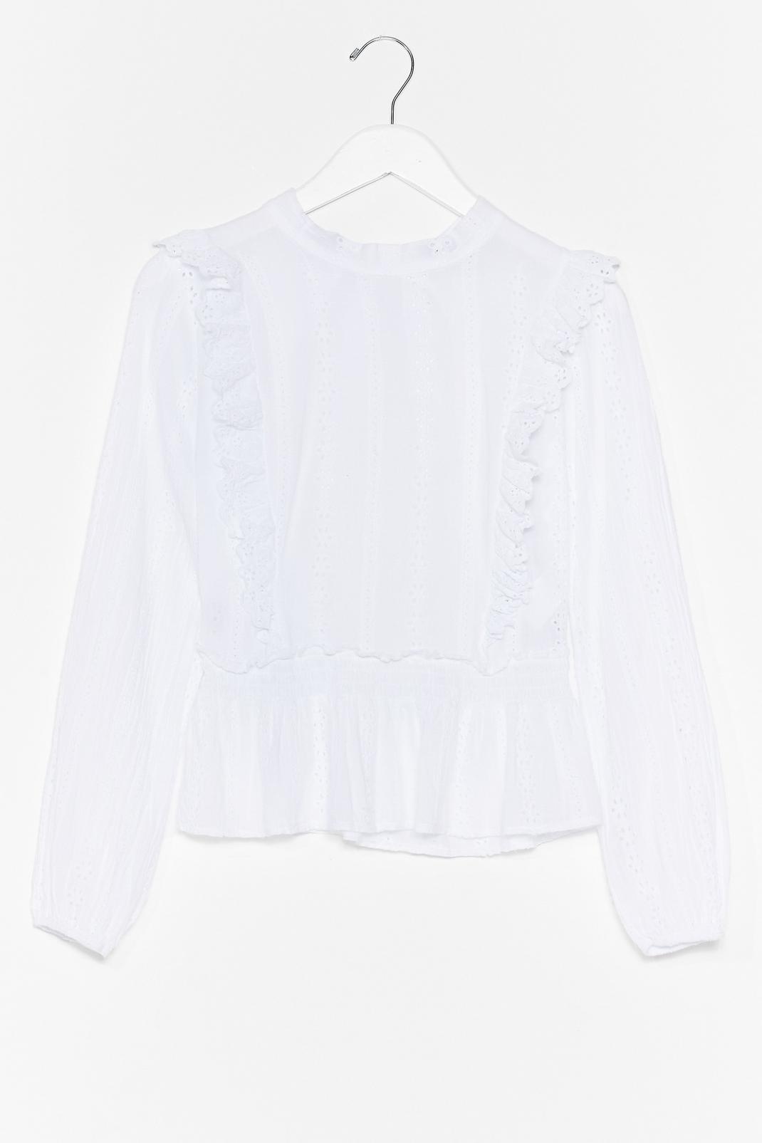 White Out in the Open Broderie Anglaise Ruffle Blouse image number 1