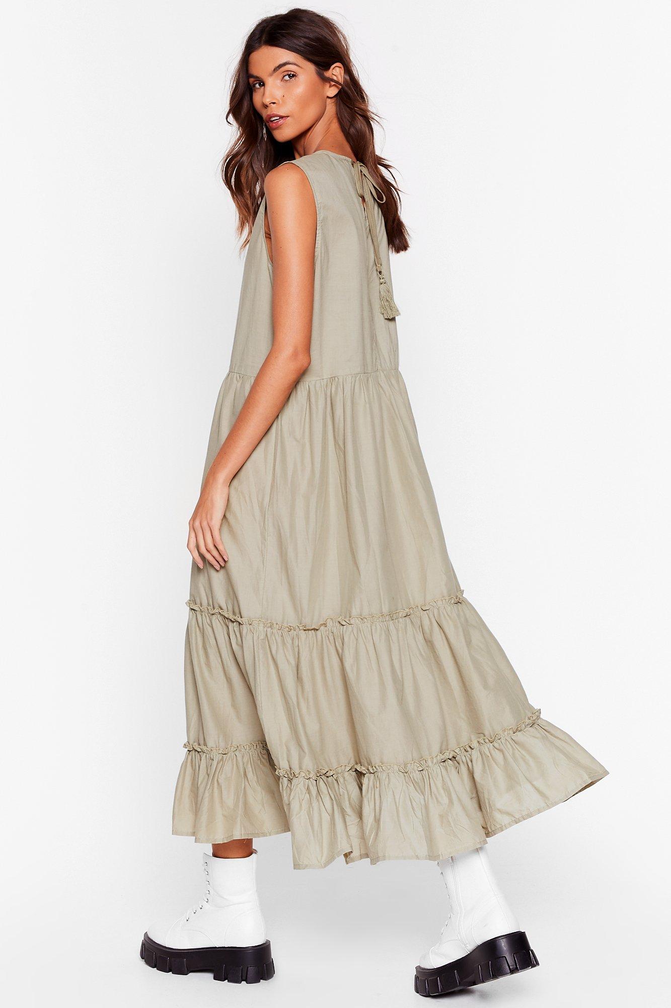 ready and ruffled midi dress