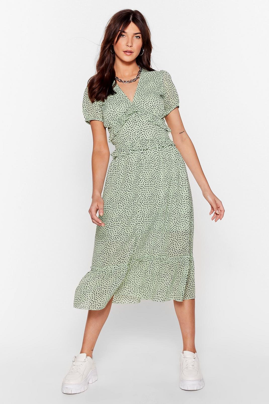 Dot to Have It Ruffle Midi Dress image number 1