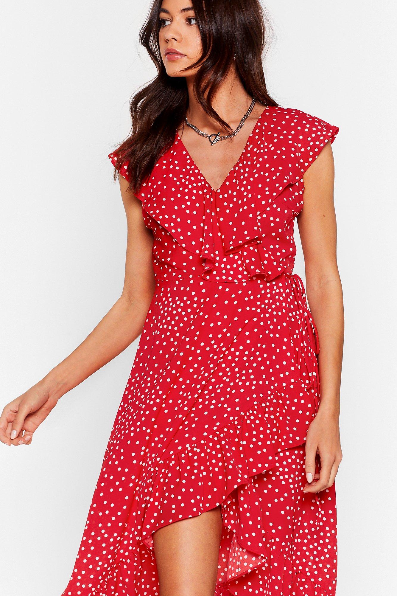 Nasty gal red polka dot dress sale