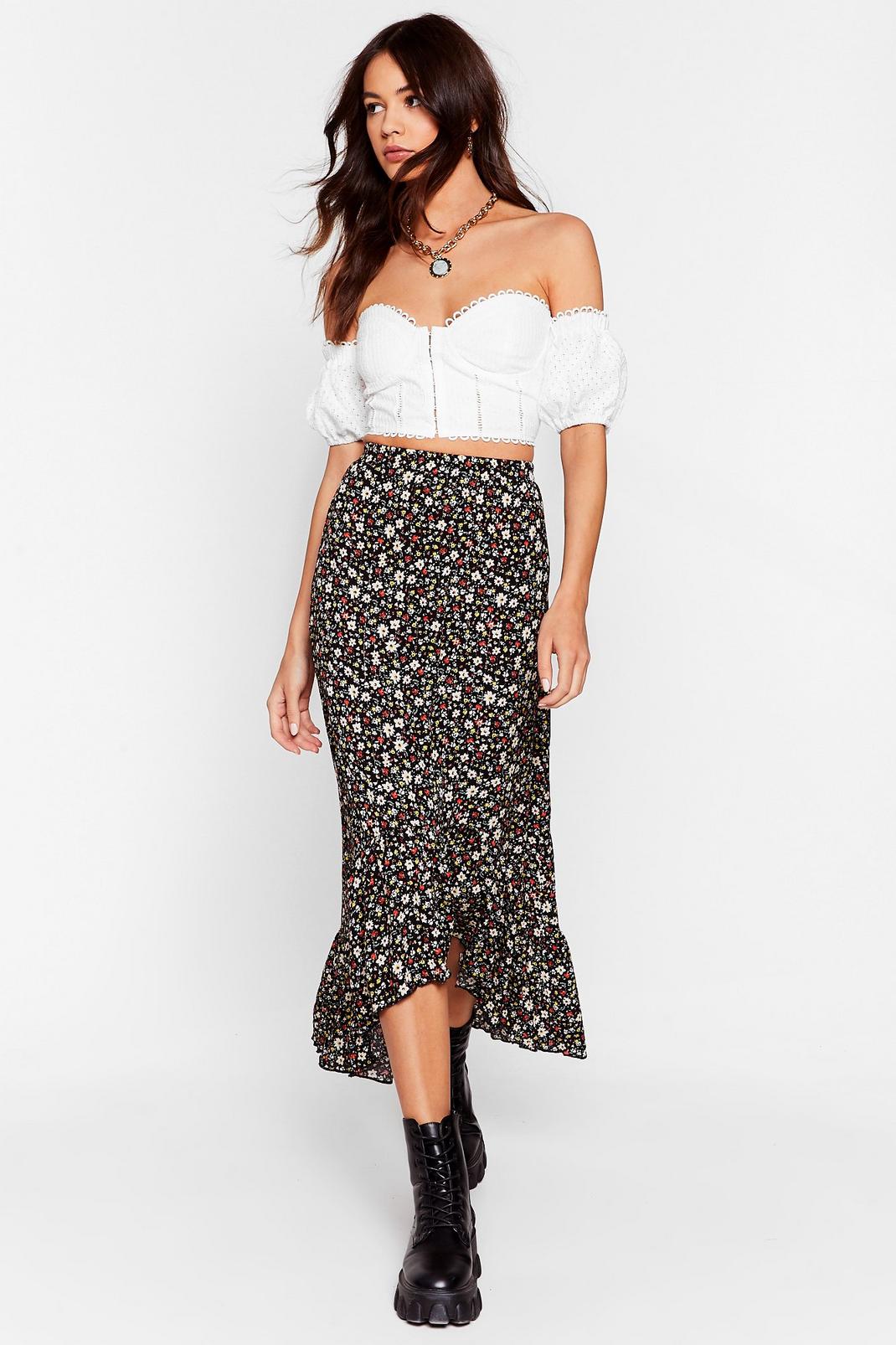 We Wanna Grow More Floral Midi Skirt image number 1