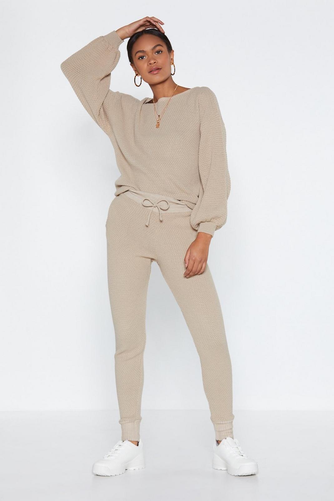 Oatmeal Knit Happens Jumper and Joggers Lounge Set image number 1