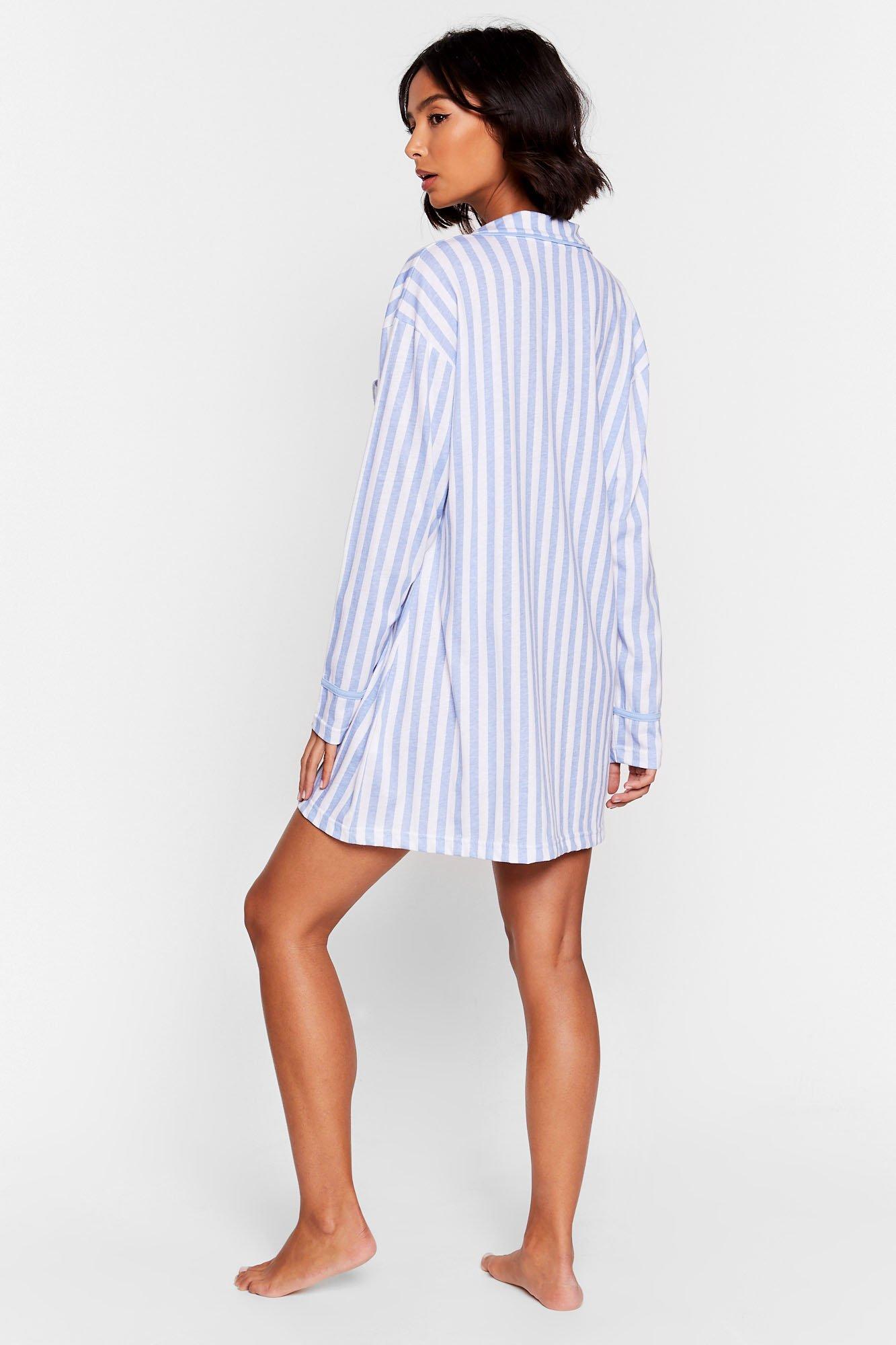 Stripe Where I Belong Button Down Pajama Shirt Nasty Gal